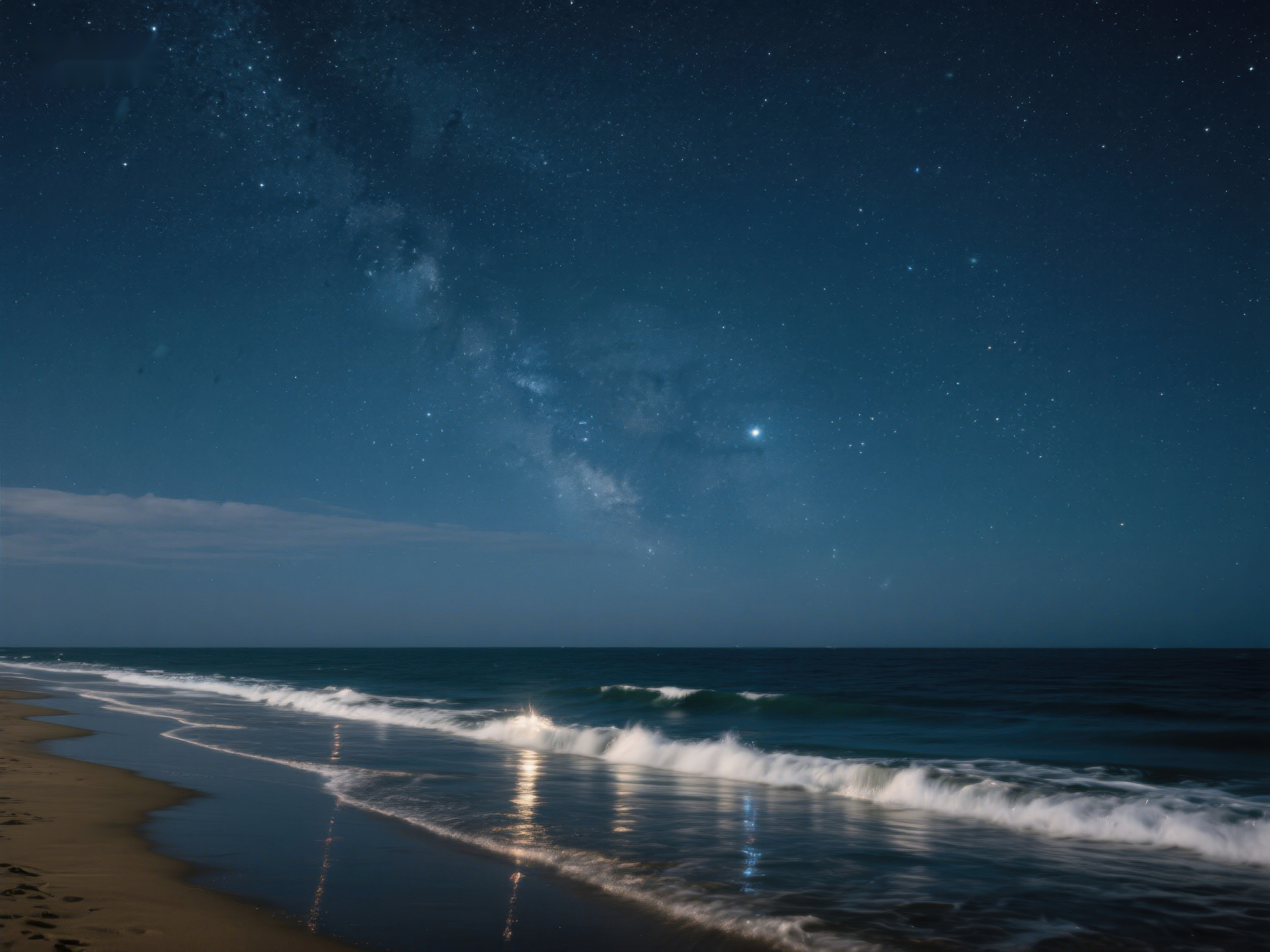 夜空下的海滩与银河素材
