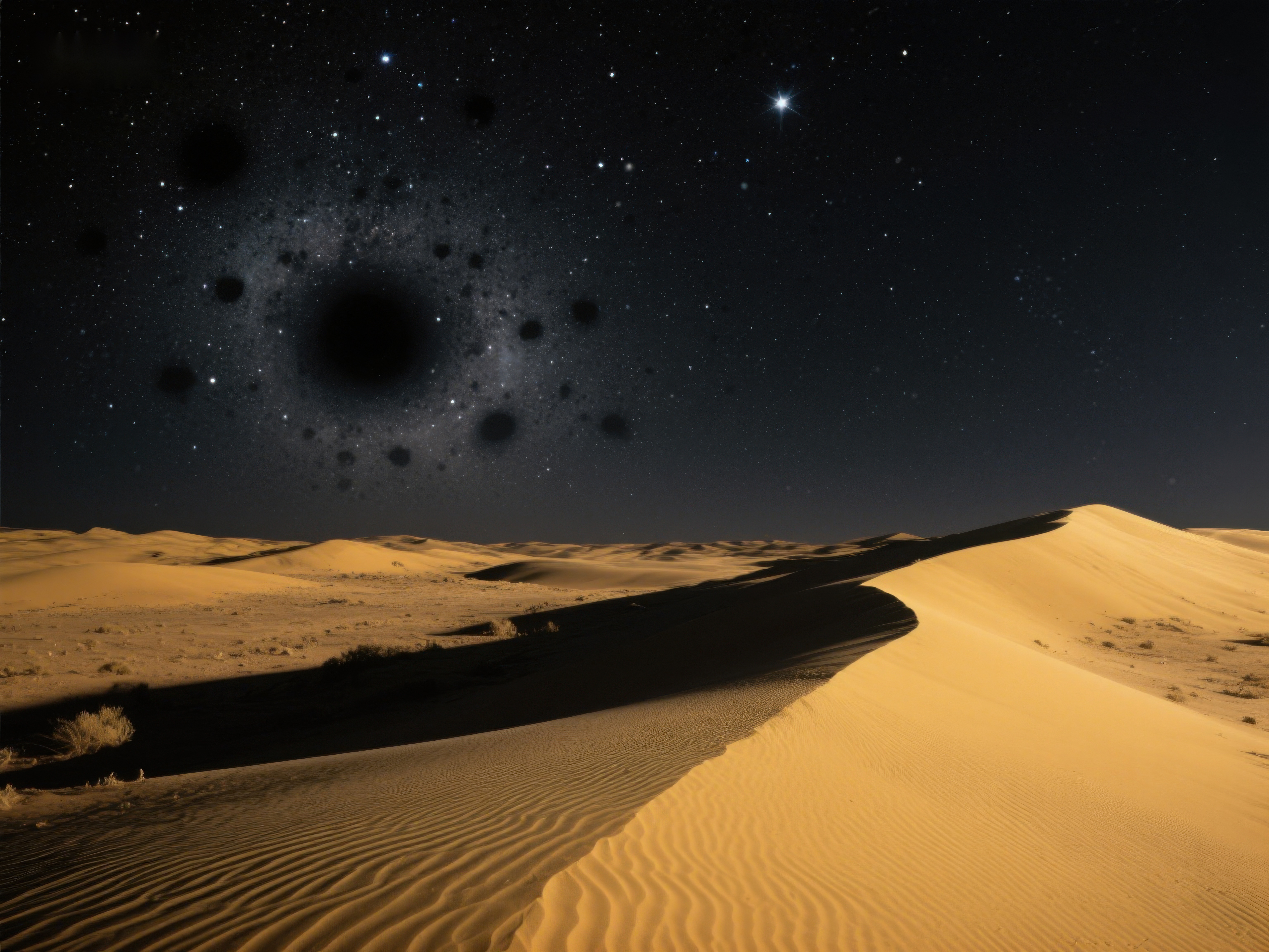 沙漠夜景与星空黑洞素材