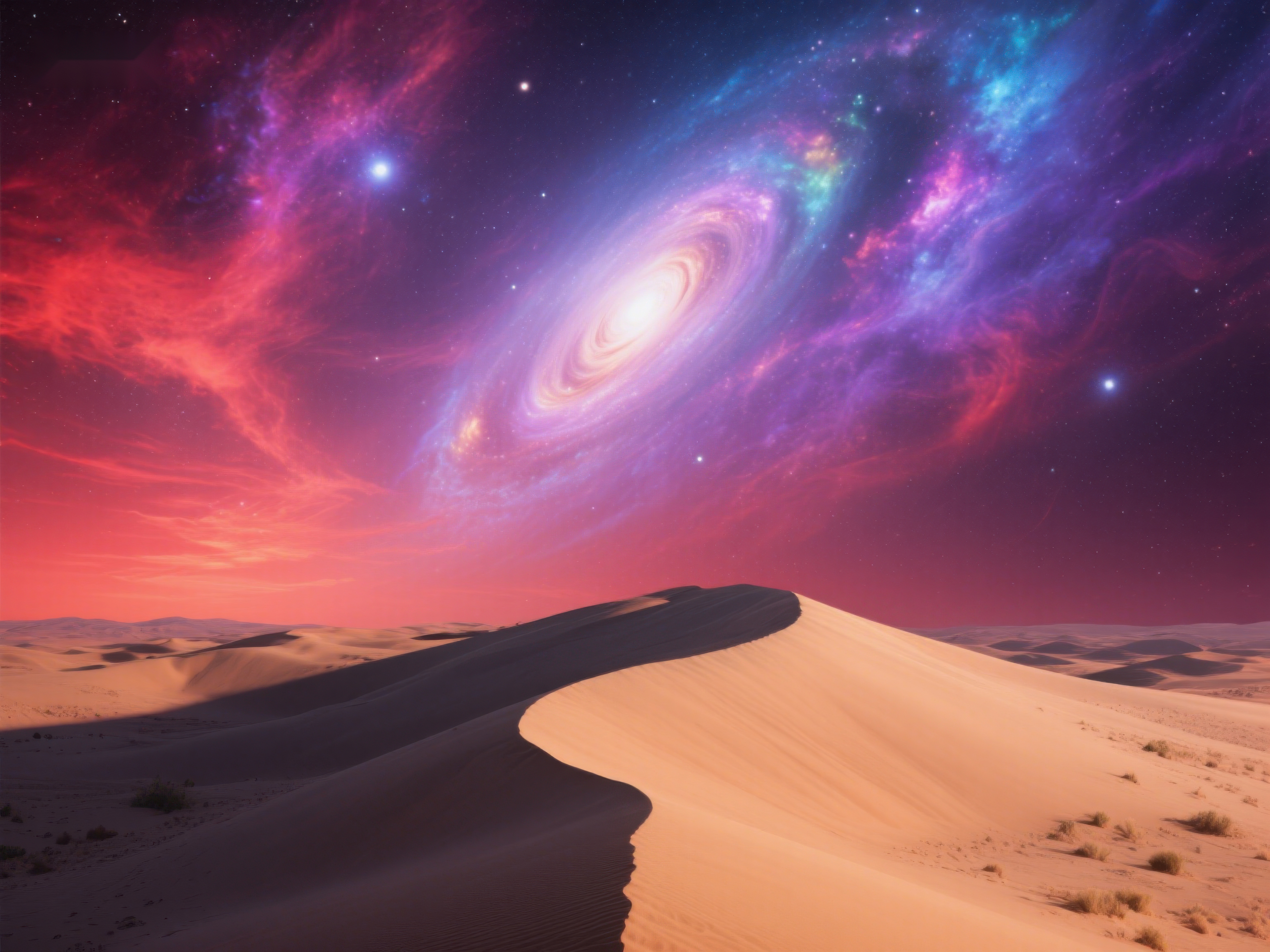 沙漠星空下的银河奇景素材