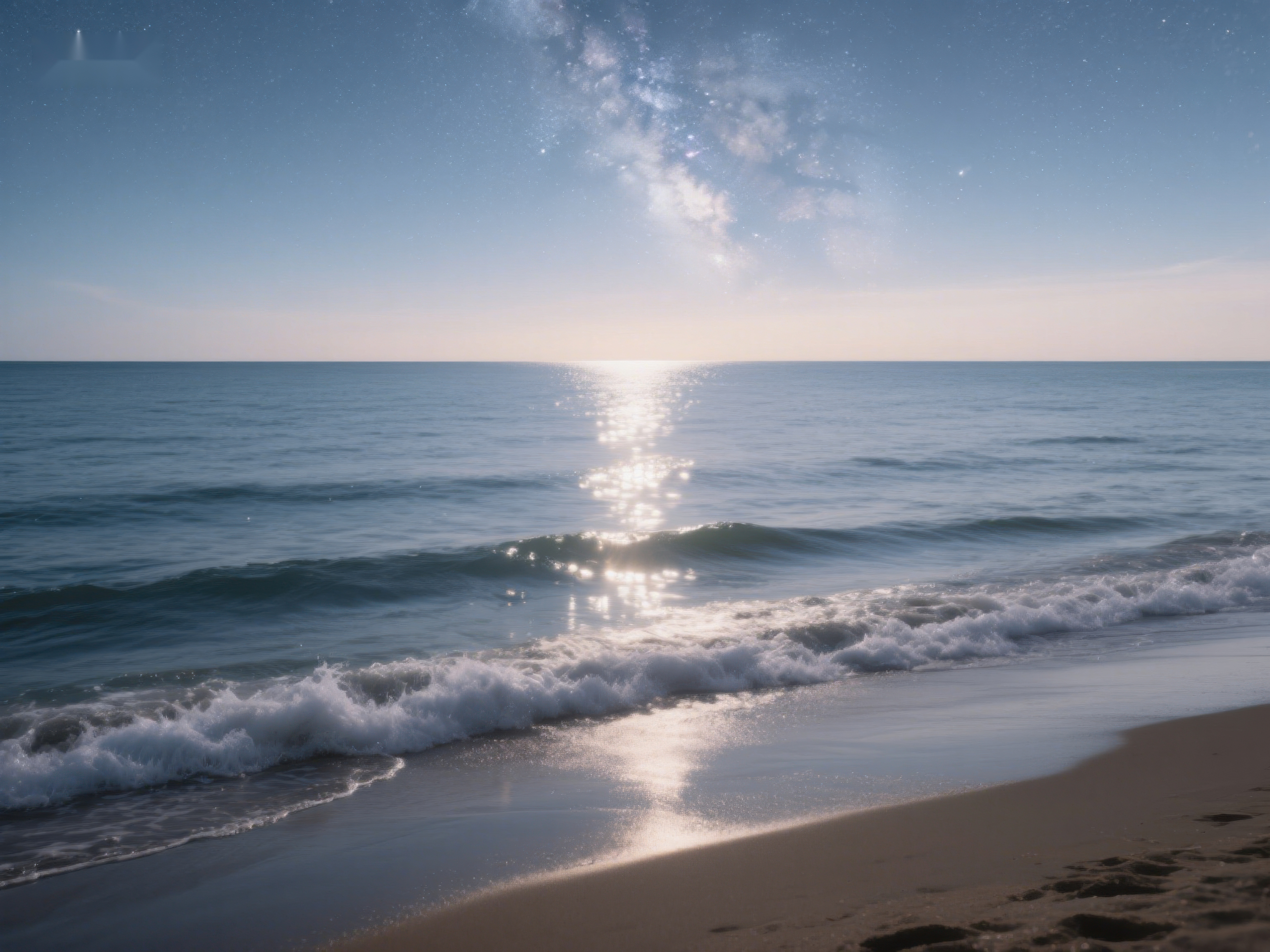 星光下的宁静海滩素材
