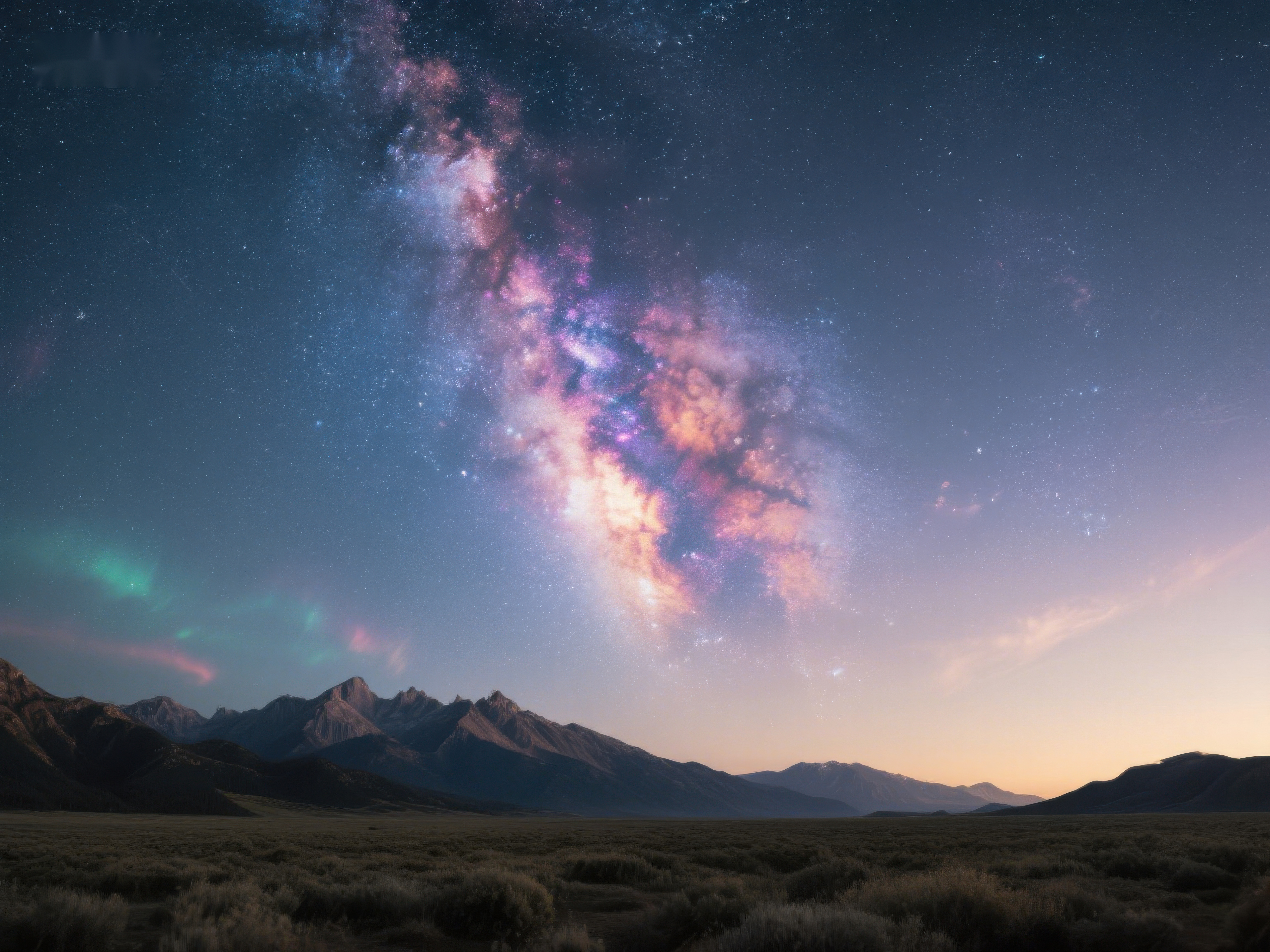 星空下的山峦与银河素材