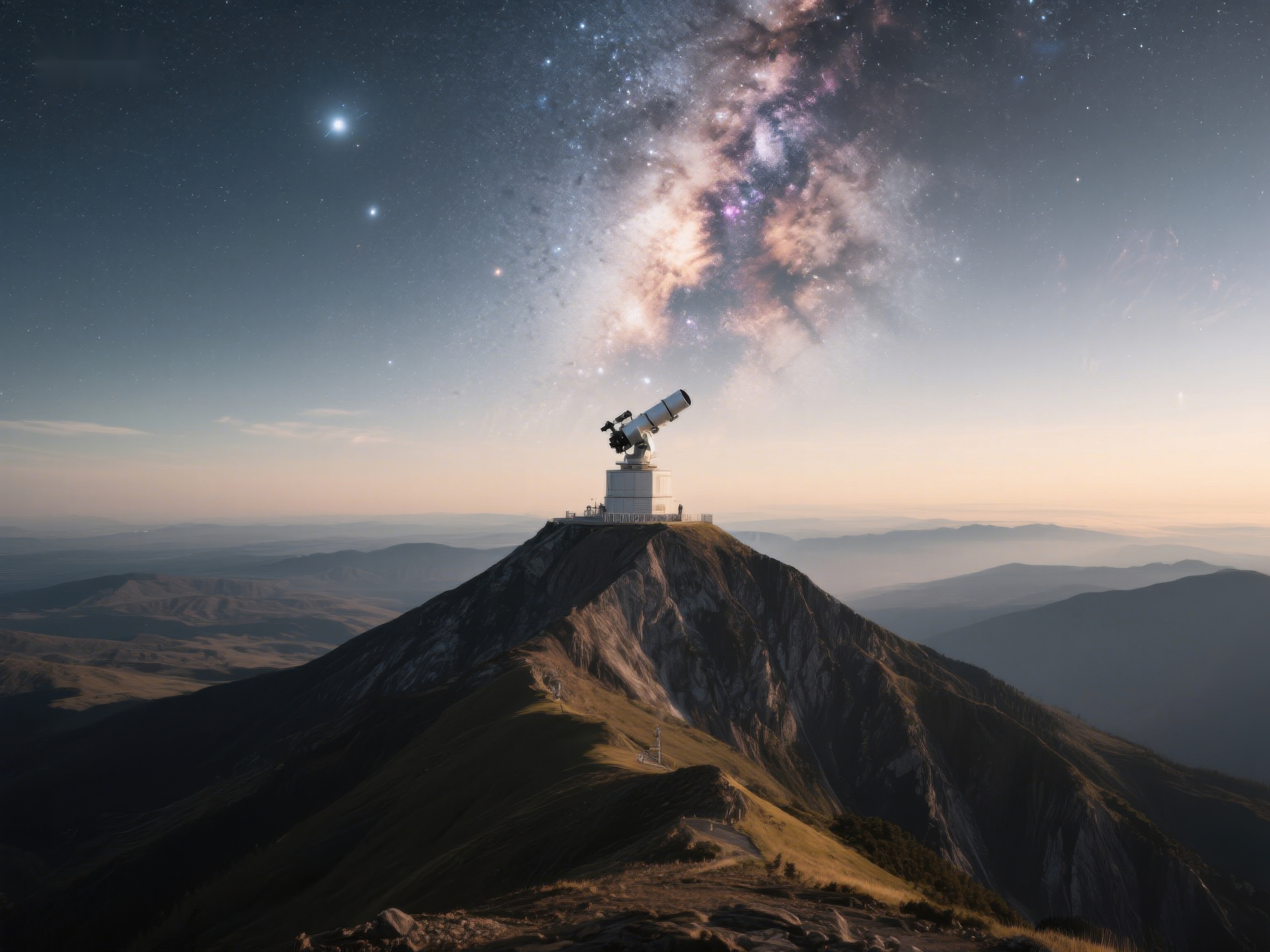 山顶天文台观测璀璨星空素材
