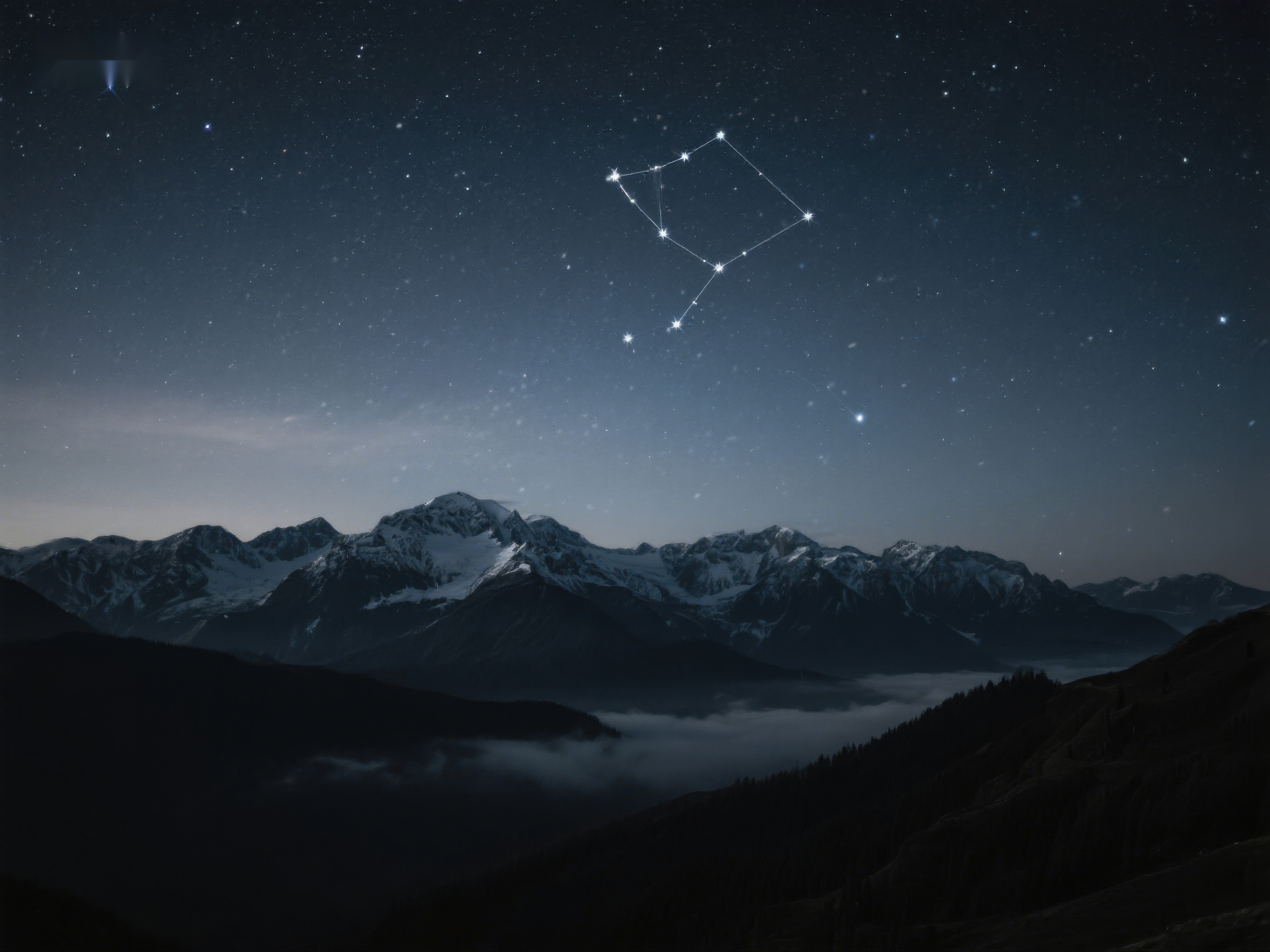 夜空星辰与雪山美景素材