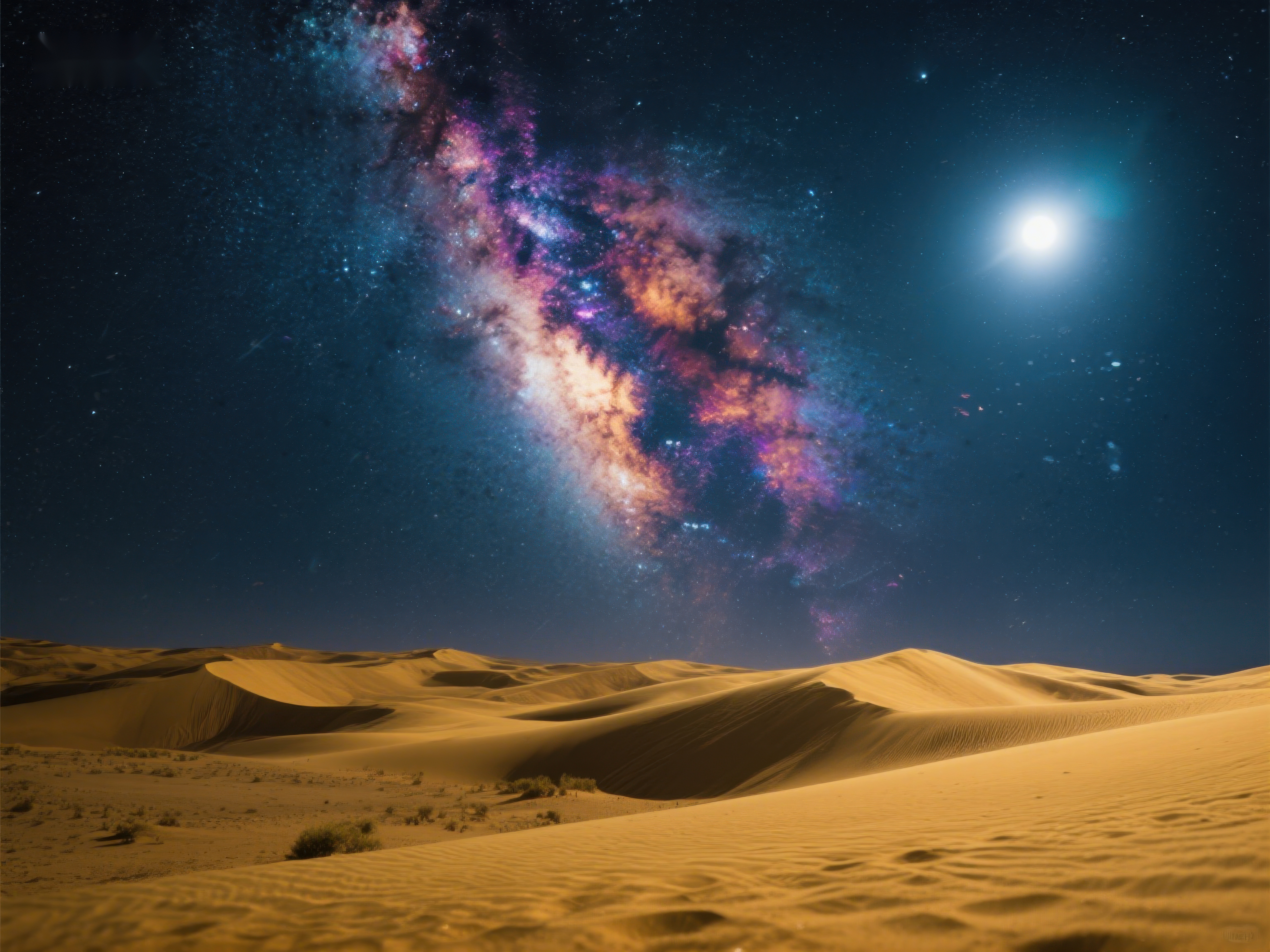 沙漠夜空下的银河与星辰素材