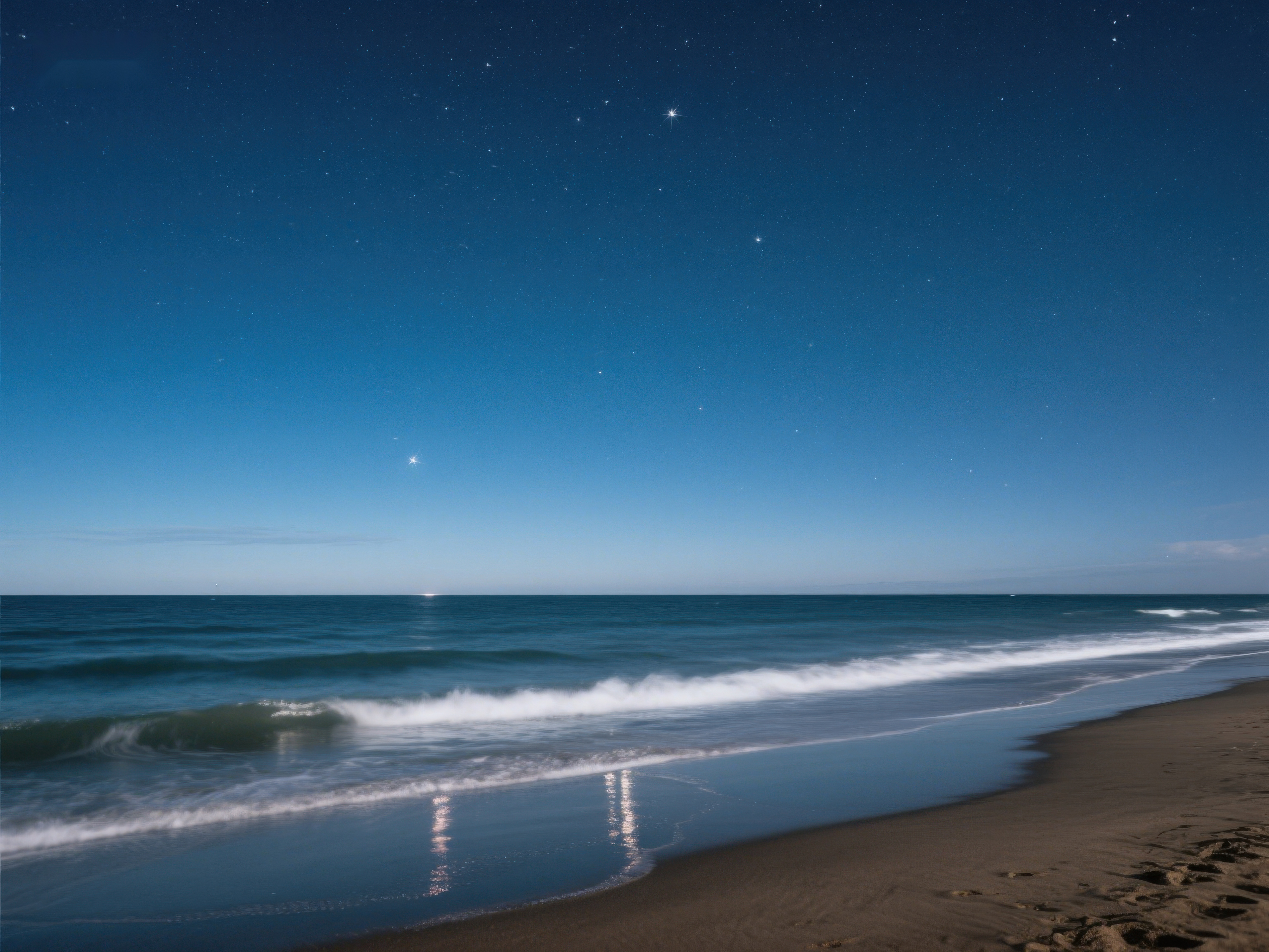 夜空下的宁静海滩素材