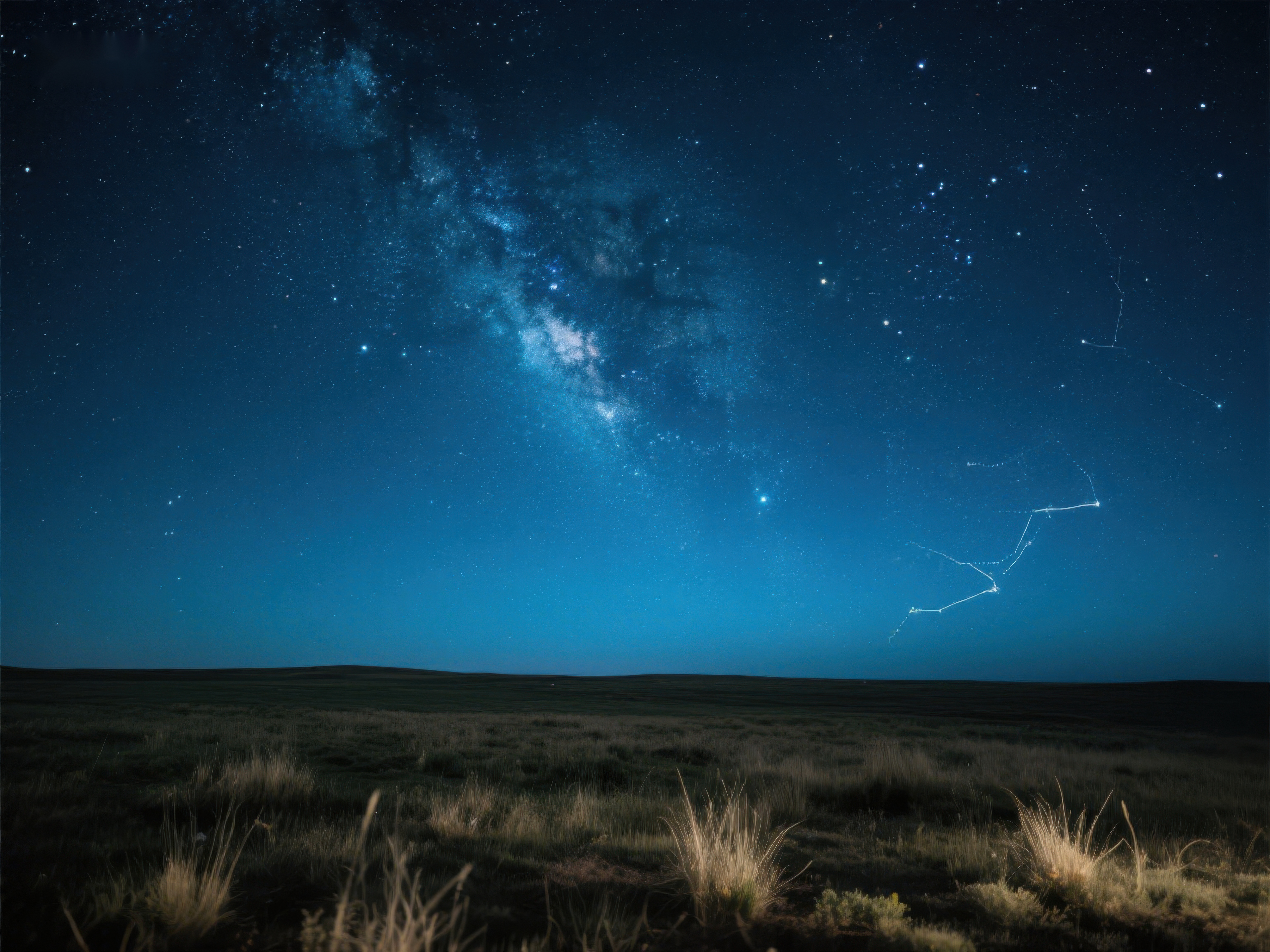 夜空银河与草原星空素材
