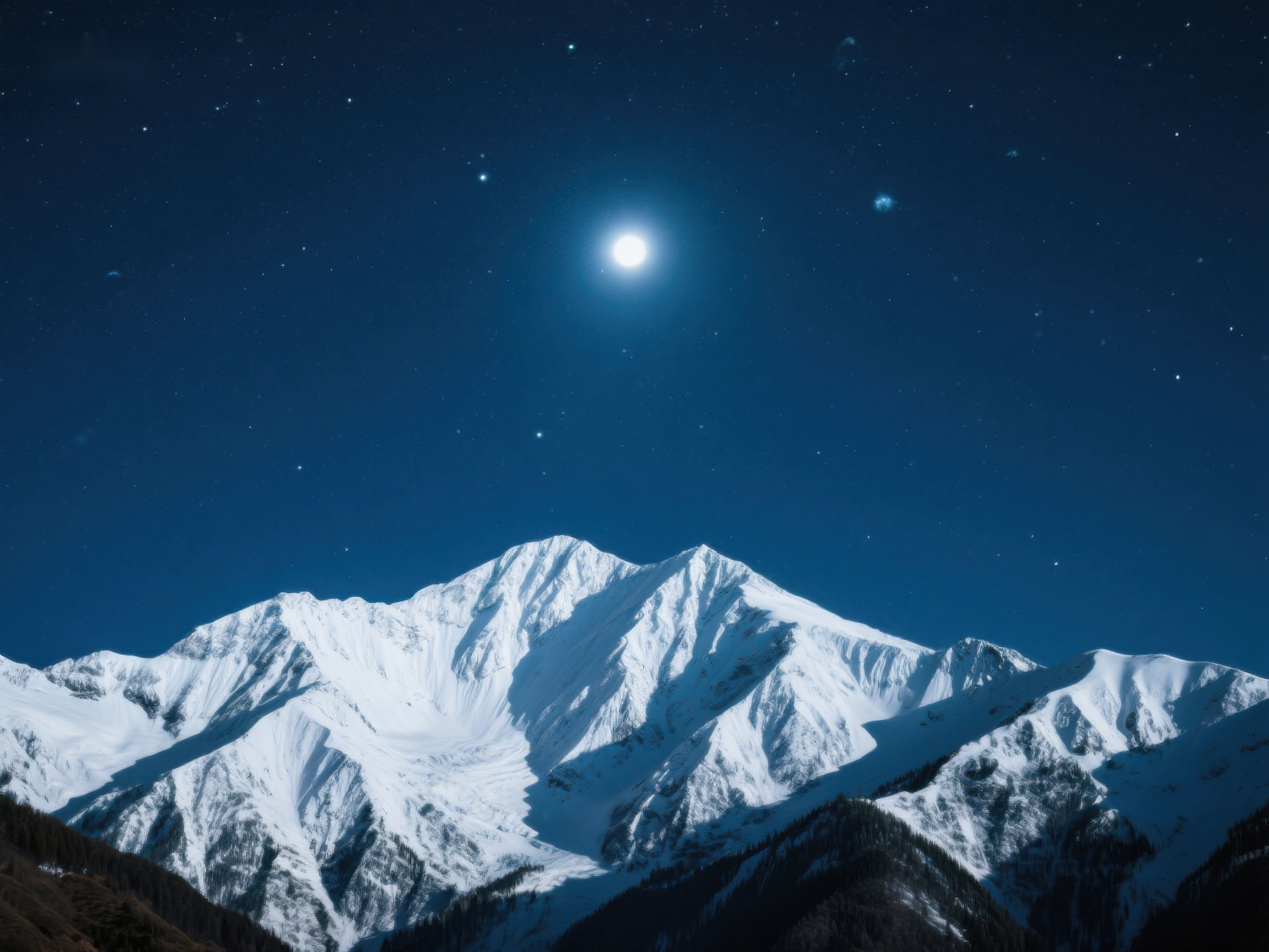 雪山夜景与明亮星辰素材
