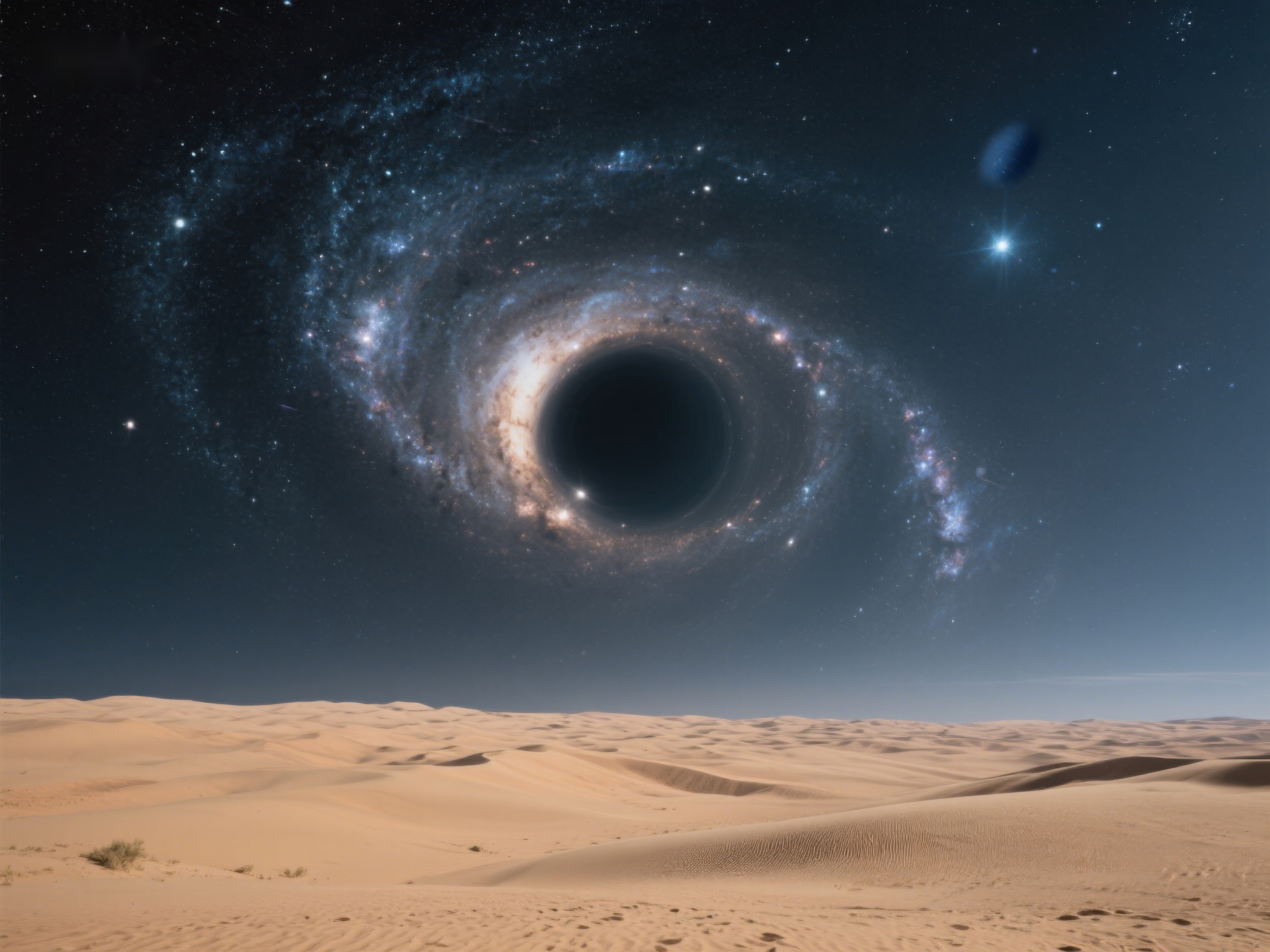 沙漠之上星系黑洞奇观素材