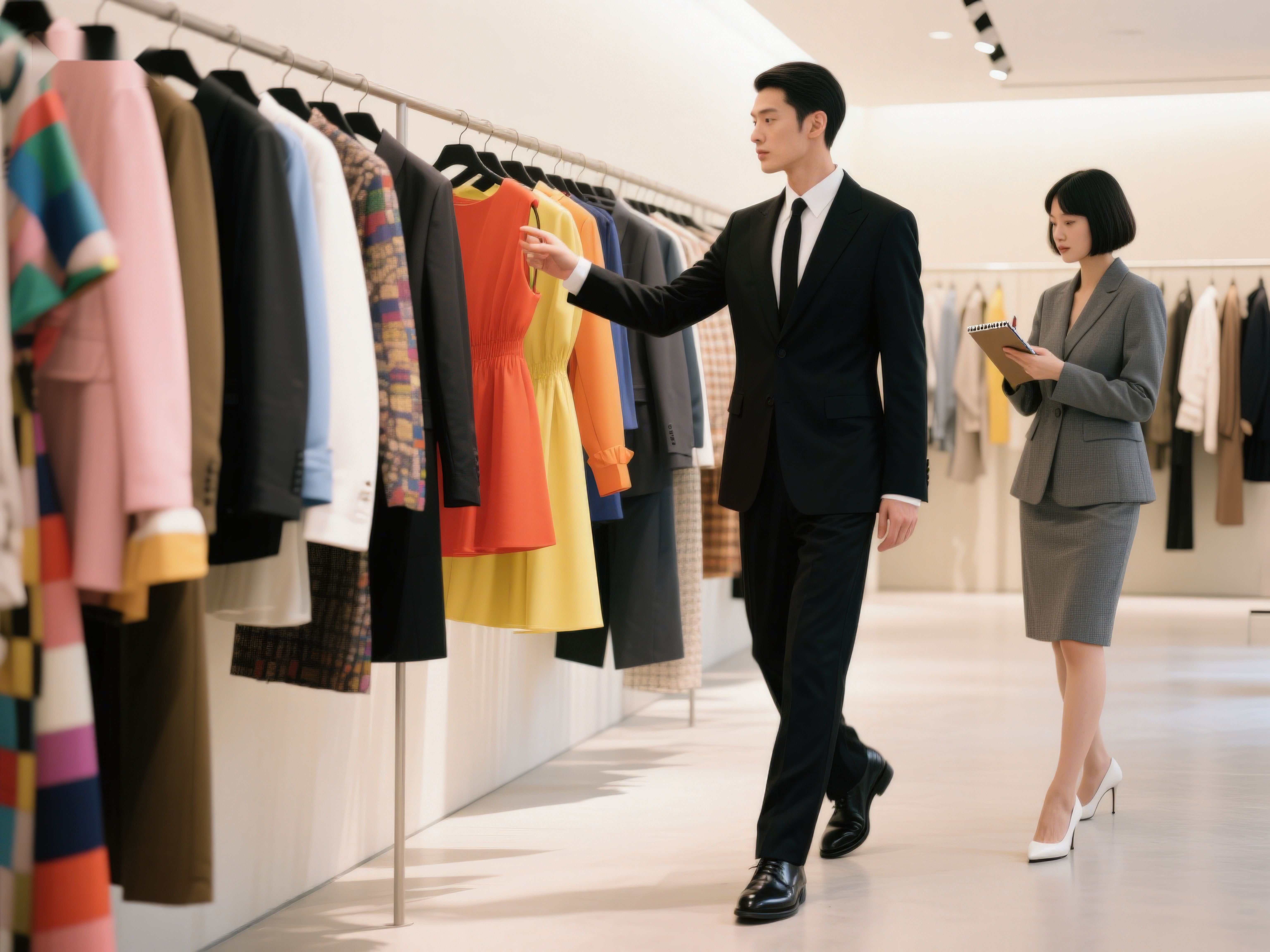 时尚店内顾客与店员互动素材