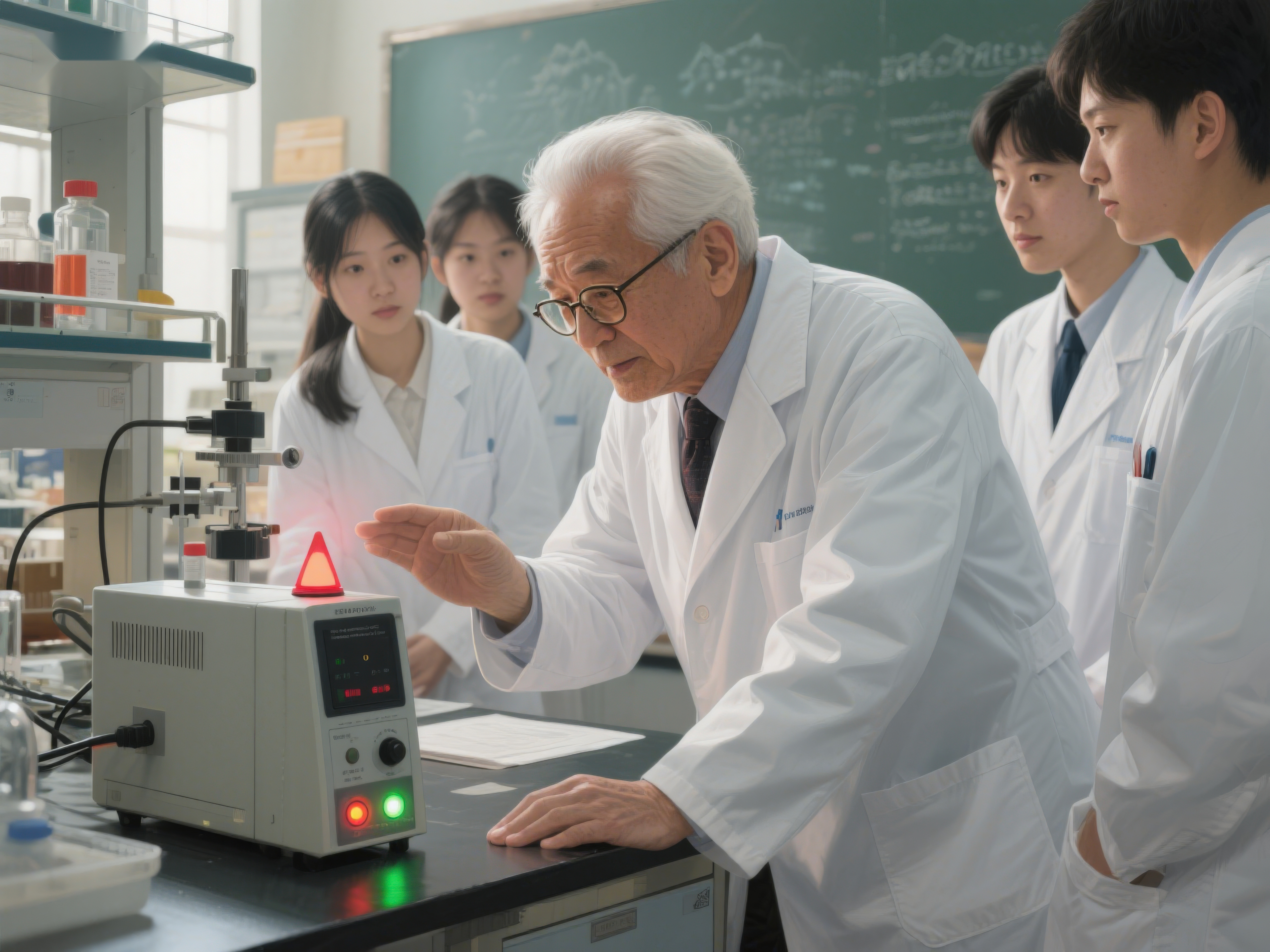 实验室中教授指导学生实验素材