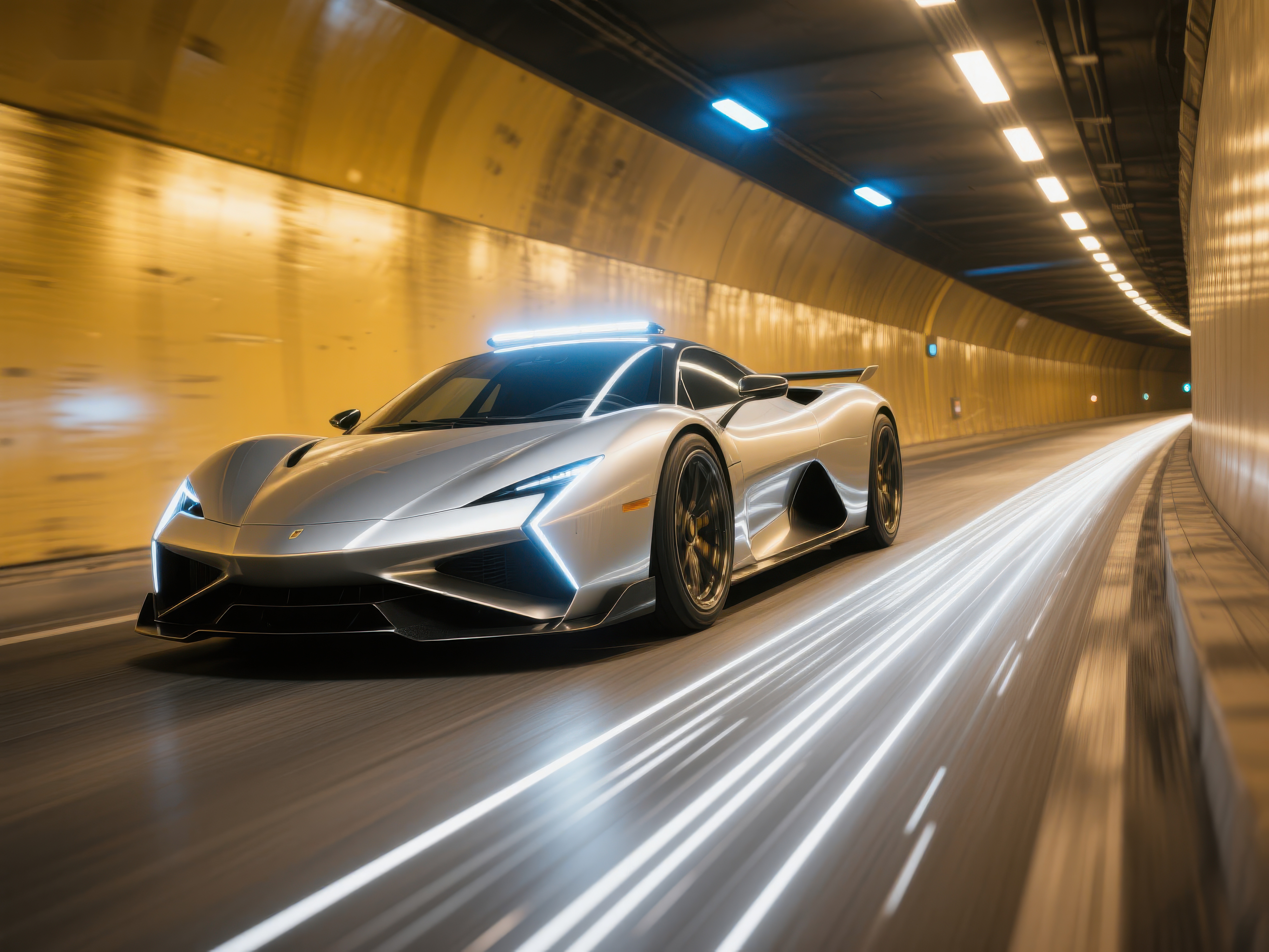 超跑疾驰隧道光影素材