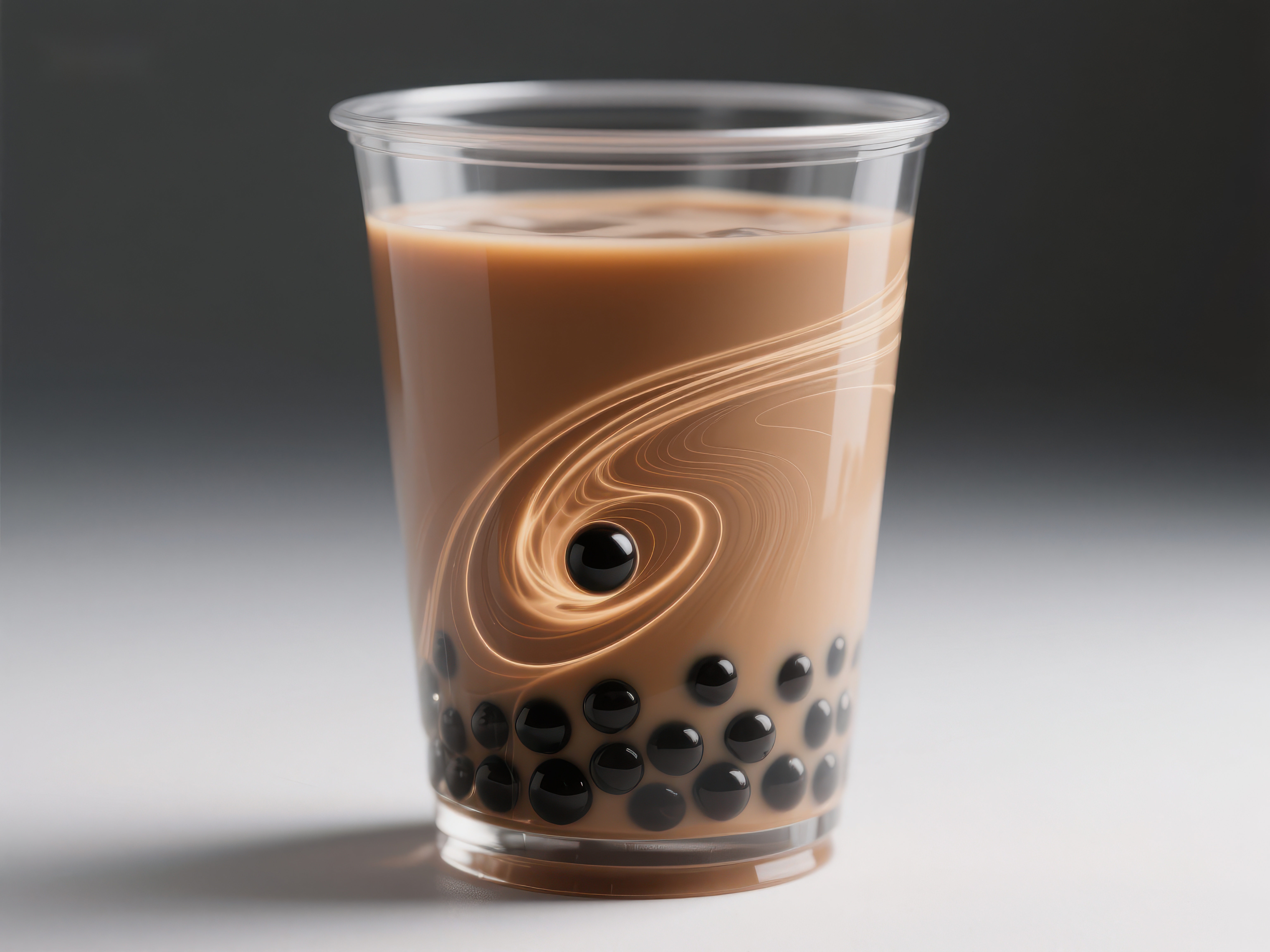 一杯奶茶中的珍珠与漩涡素材