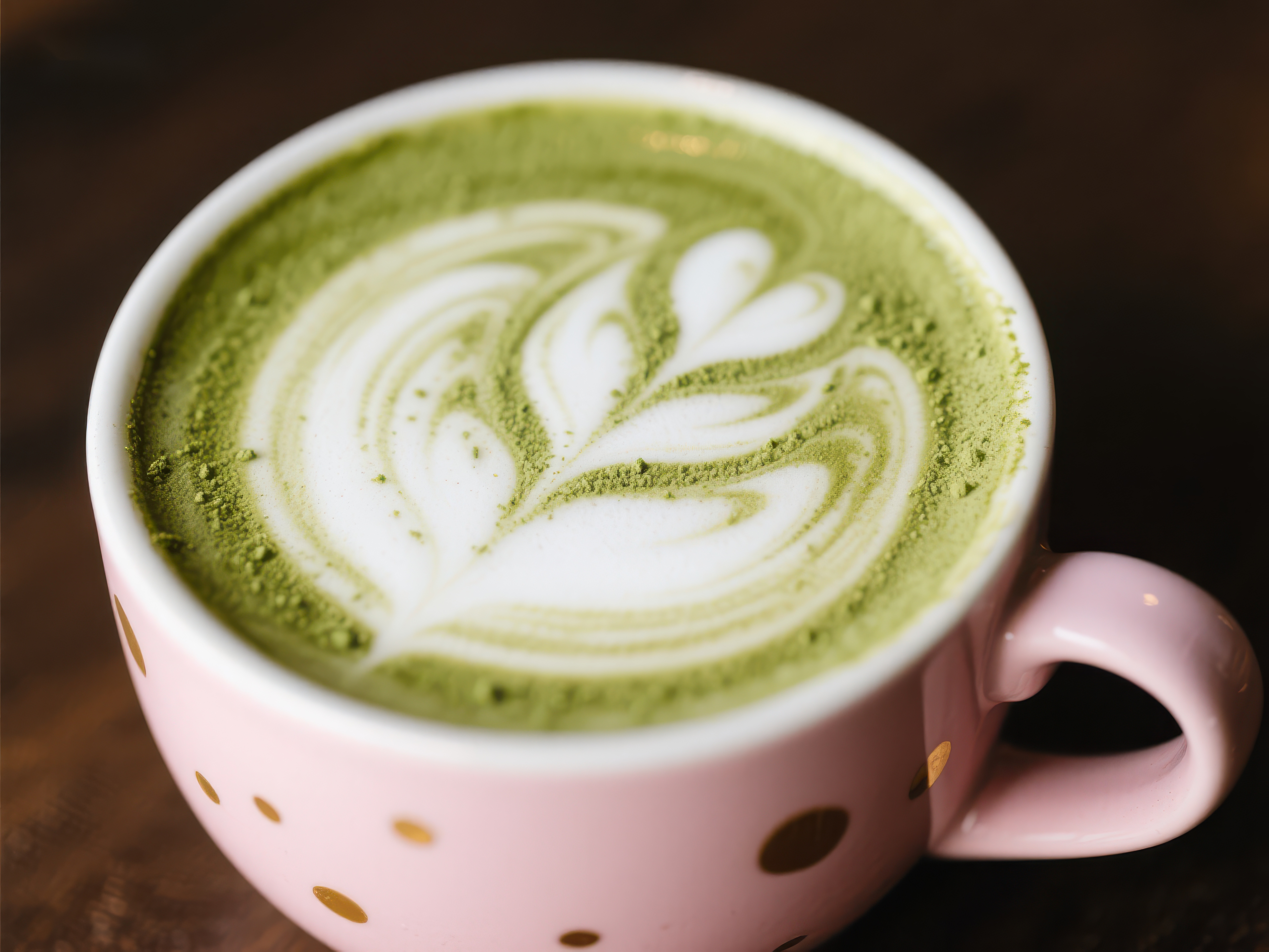抹茶拿铁心形拉花素材