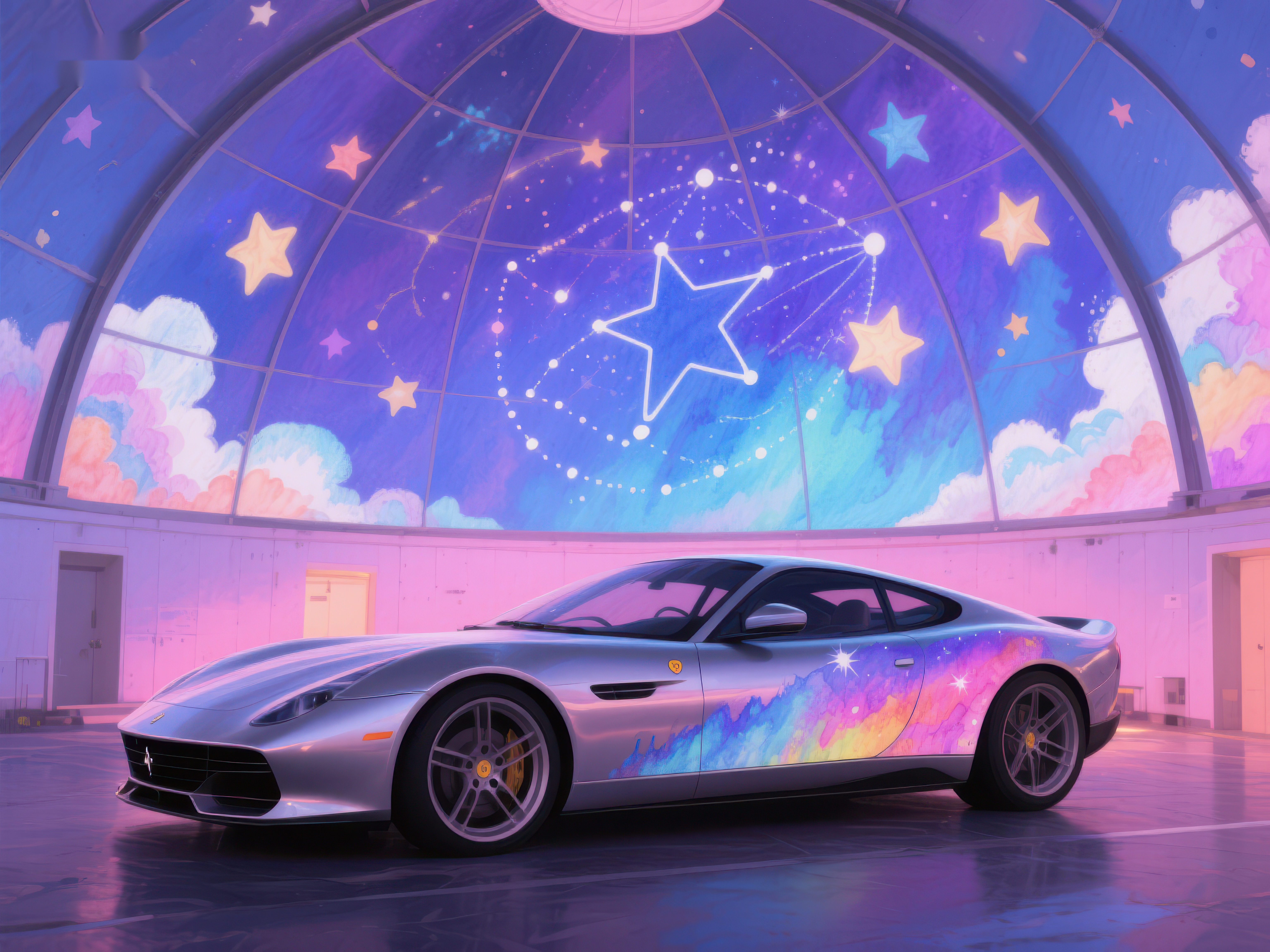 星空主题跑车展示素材