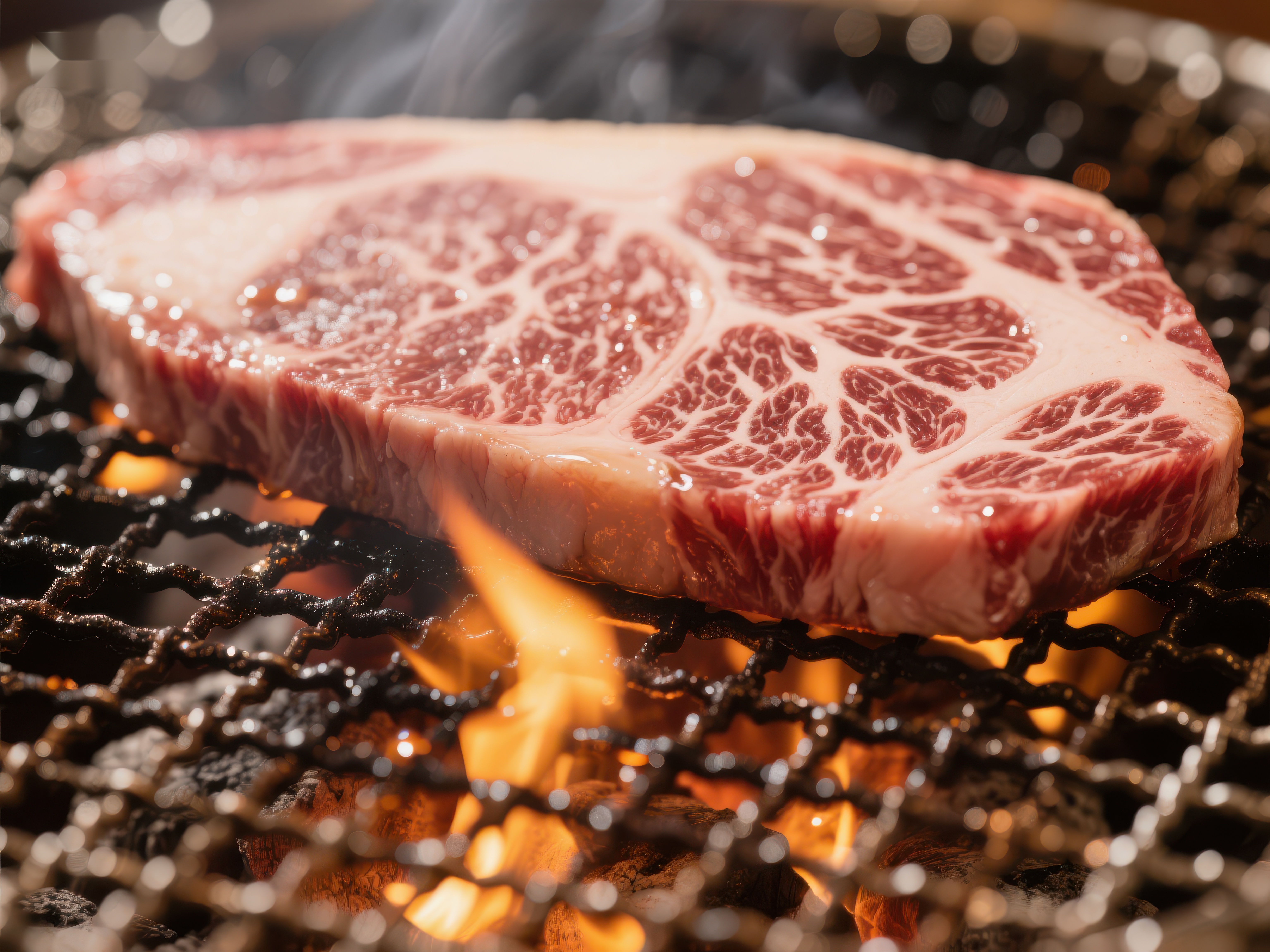 烤肉上的大理石纹牛肉素材