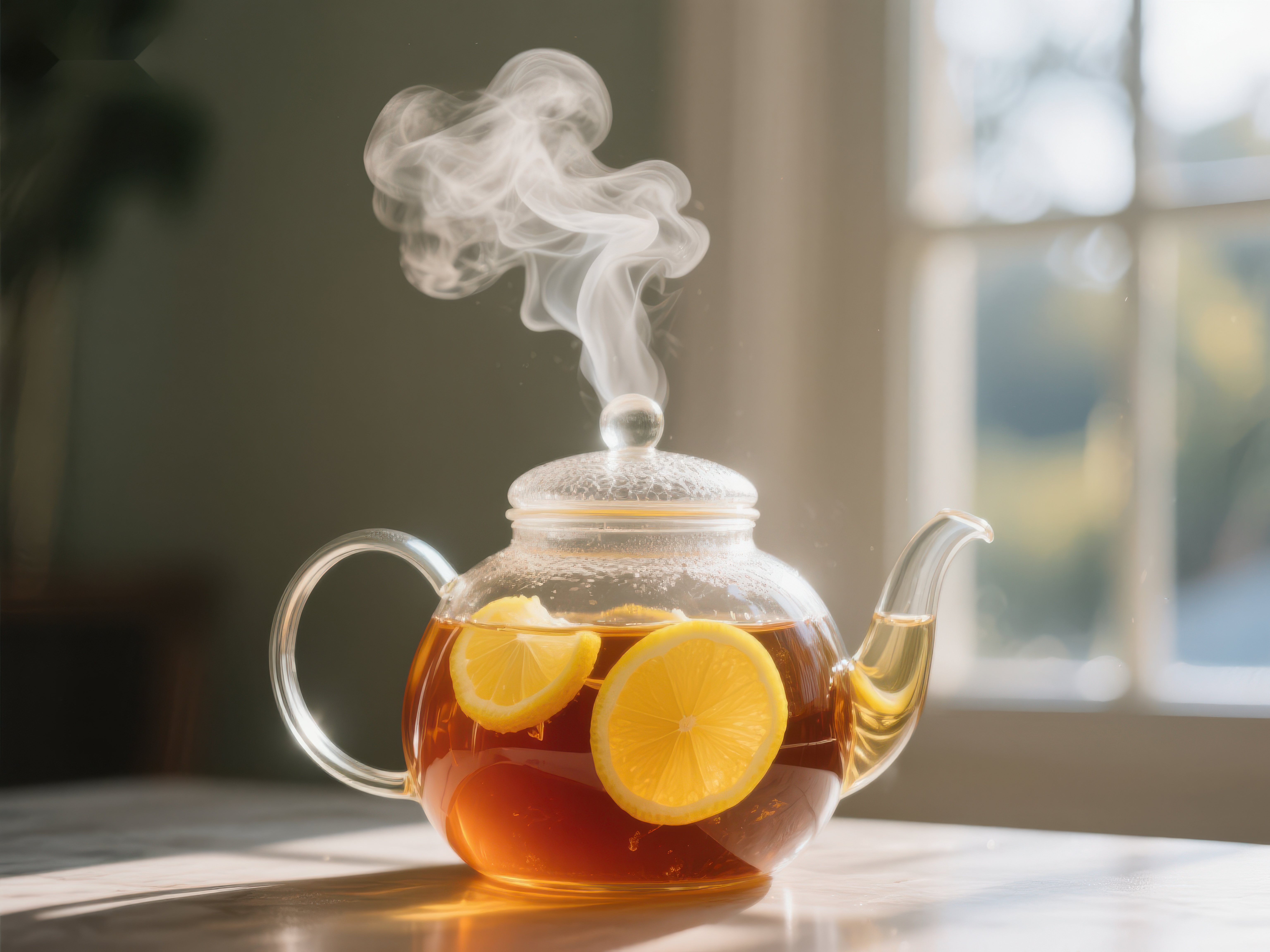 热腾腾的柠檬茶壶素材