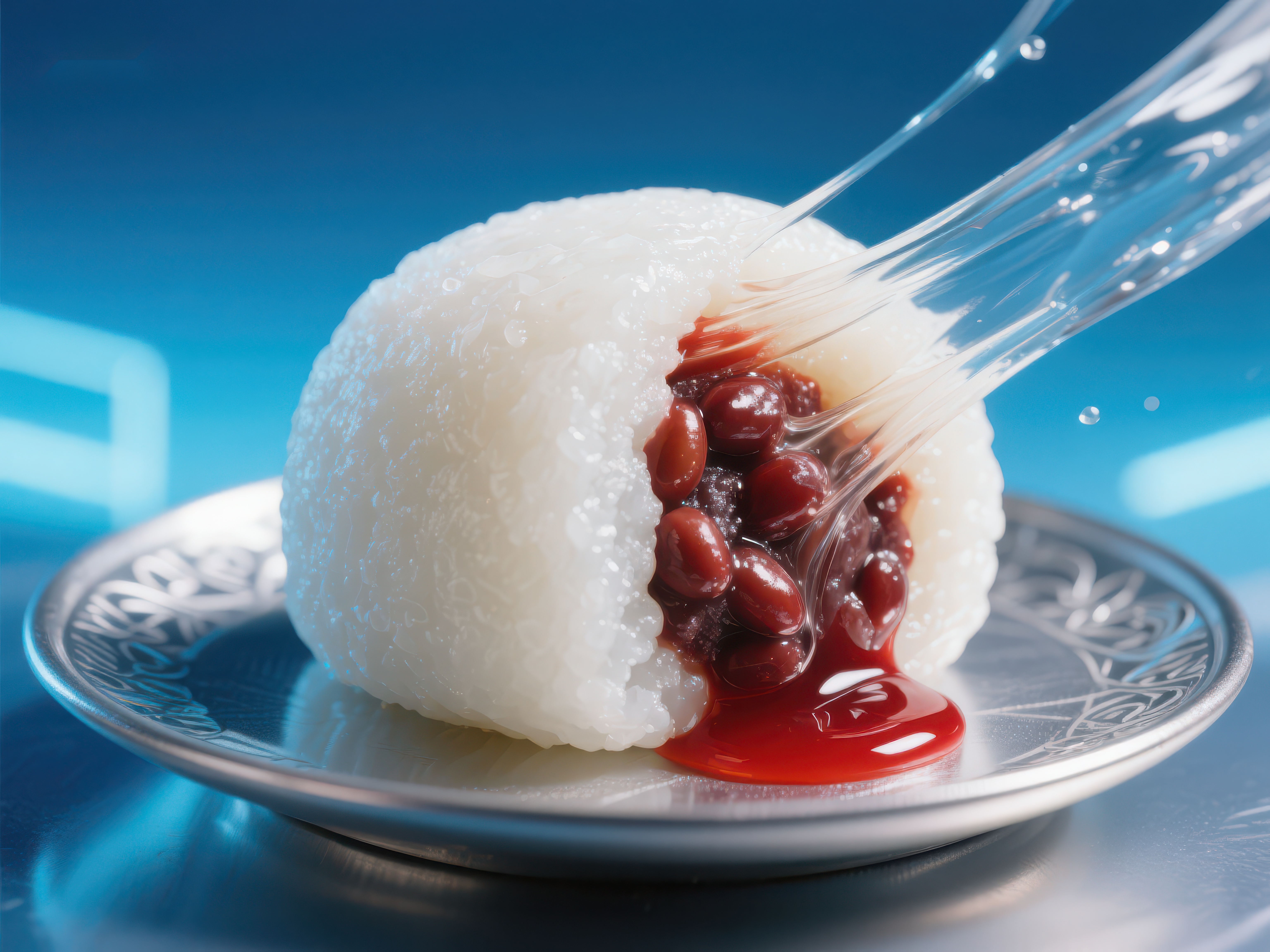 红豆馅糯米团子特写素材