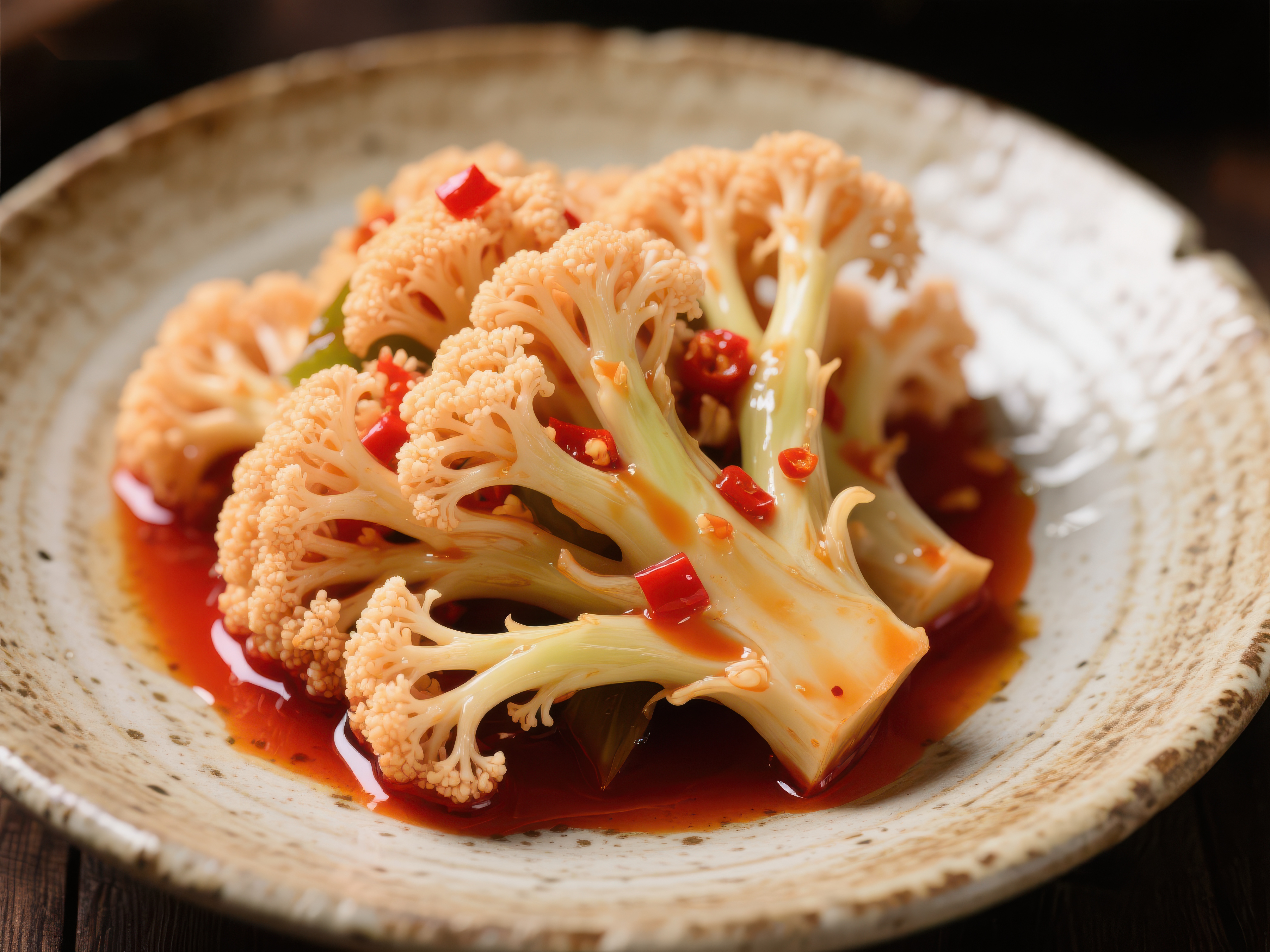 香辣花椰菜美食特写素材