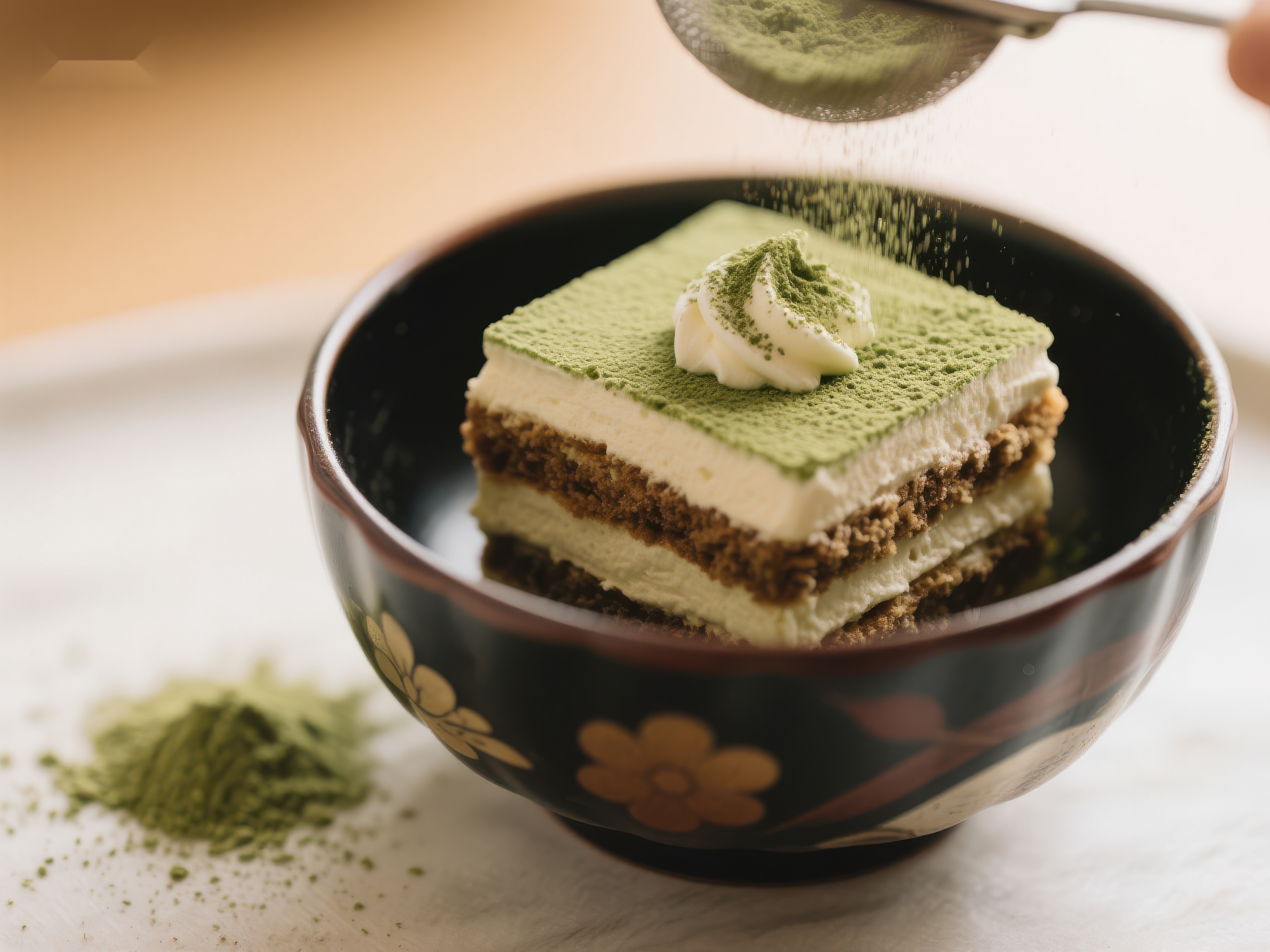 抹茶甜点层层奶油与饼干的完美结合素材