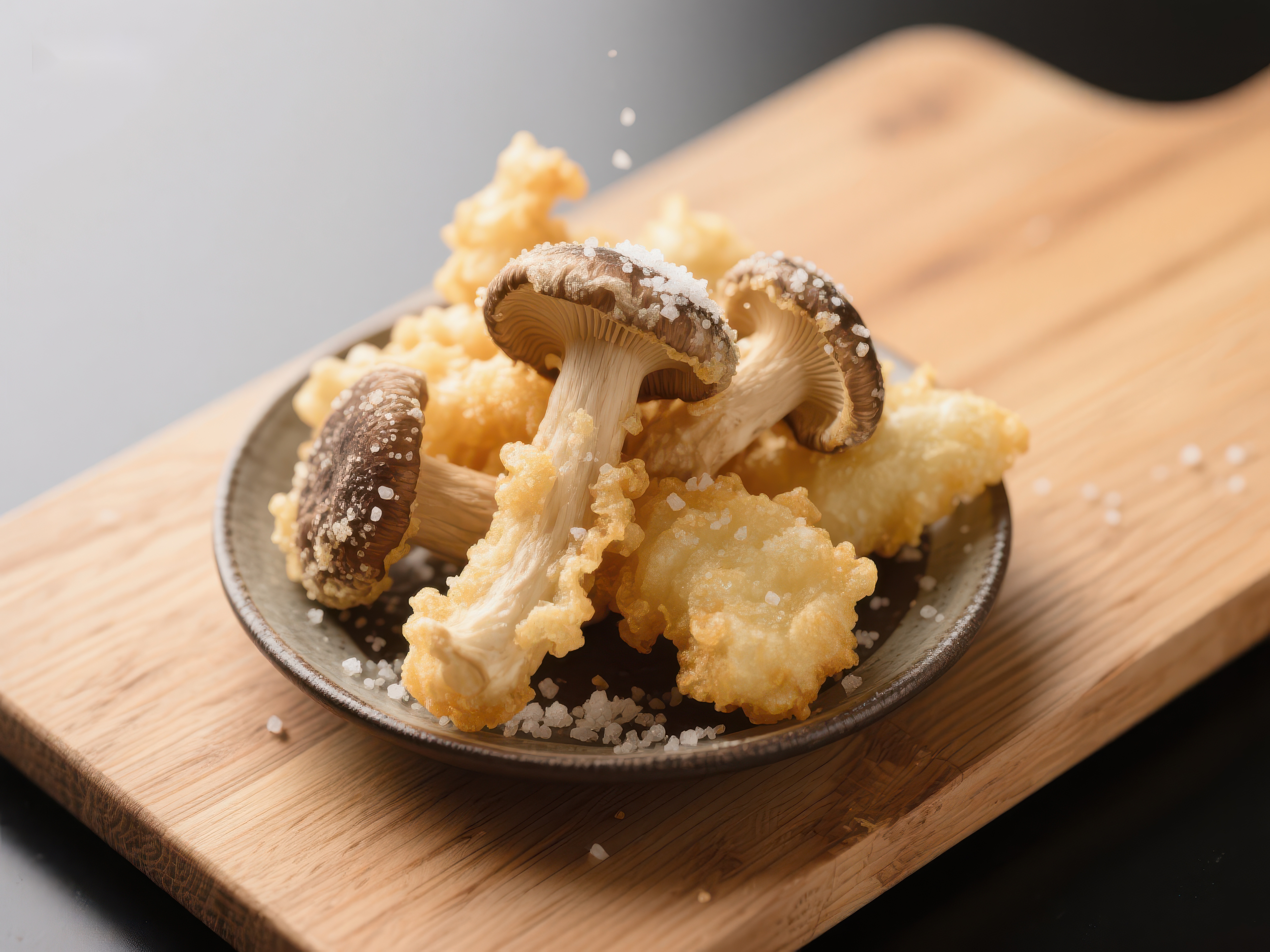 酥炸蘑菇撒盐点缀素材