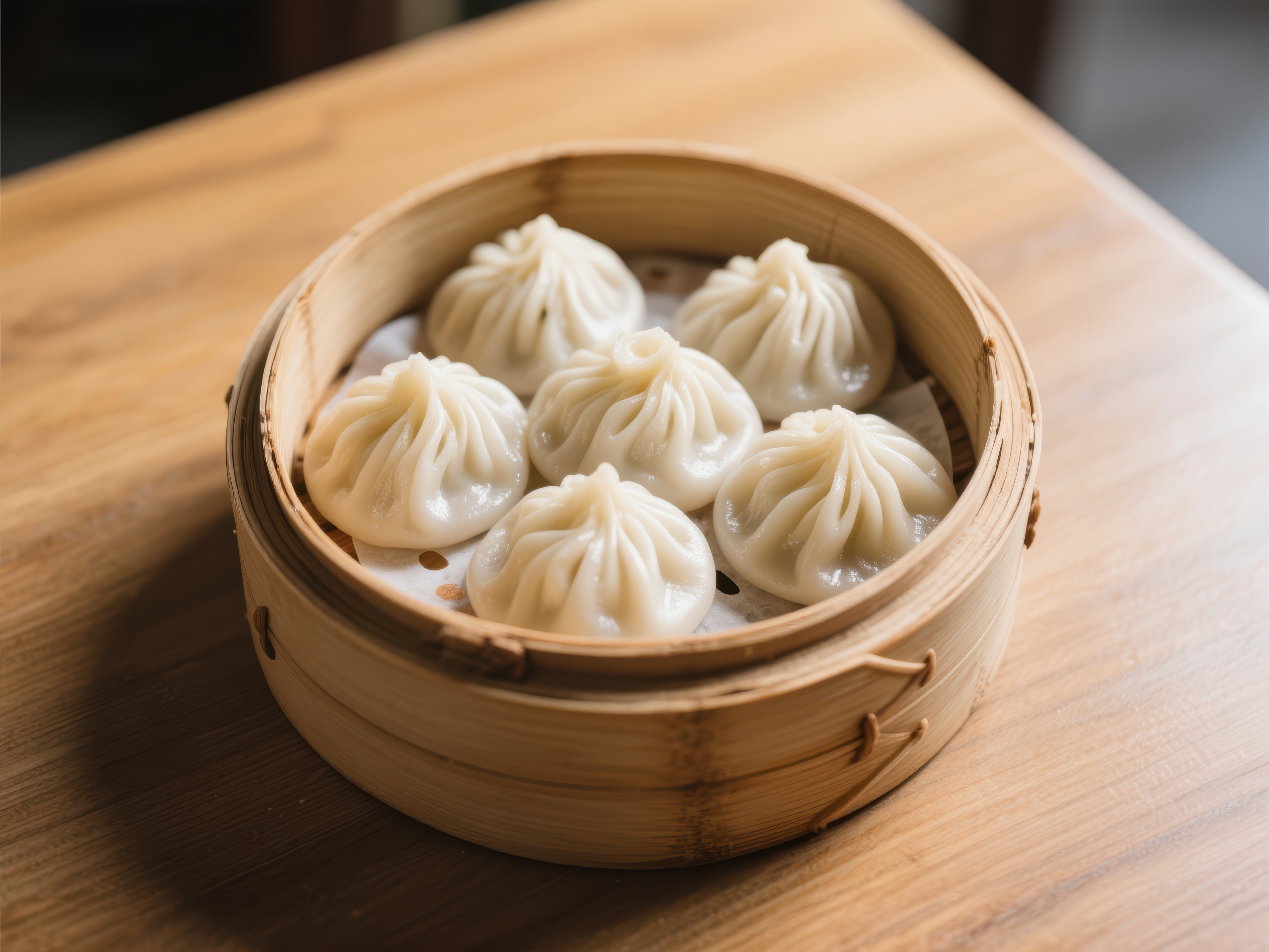 竹笼中的美味小笼包素材