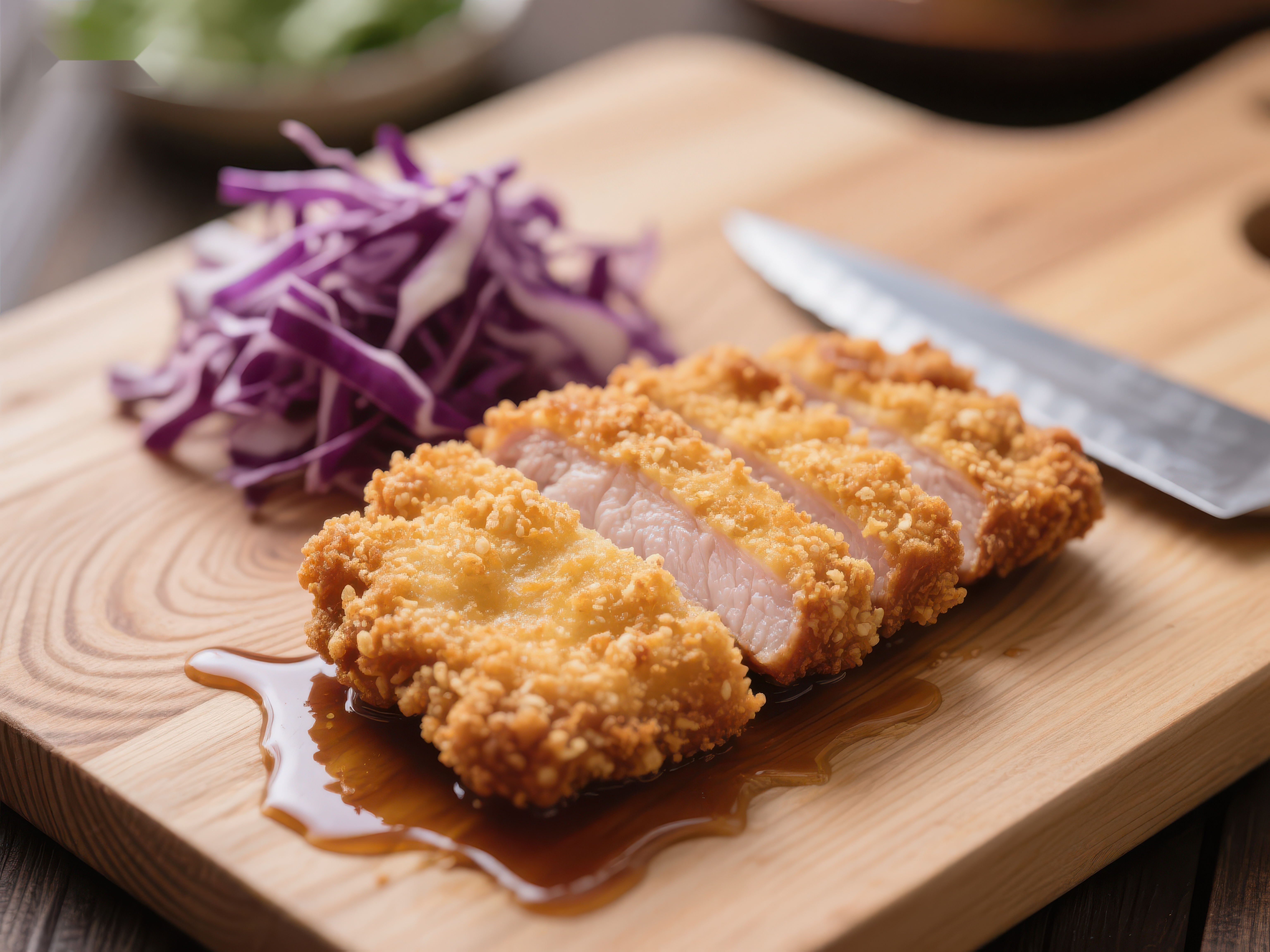 酥脆炸猪排配紫甘蓝素材