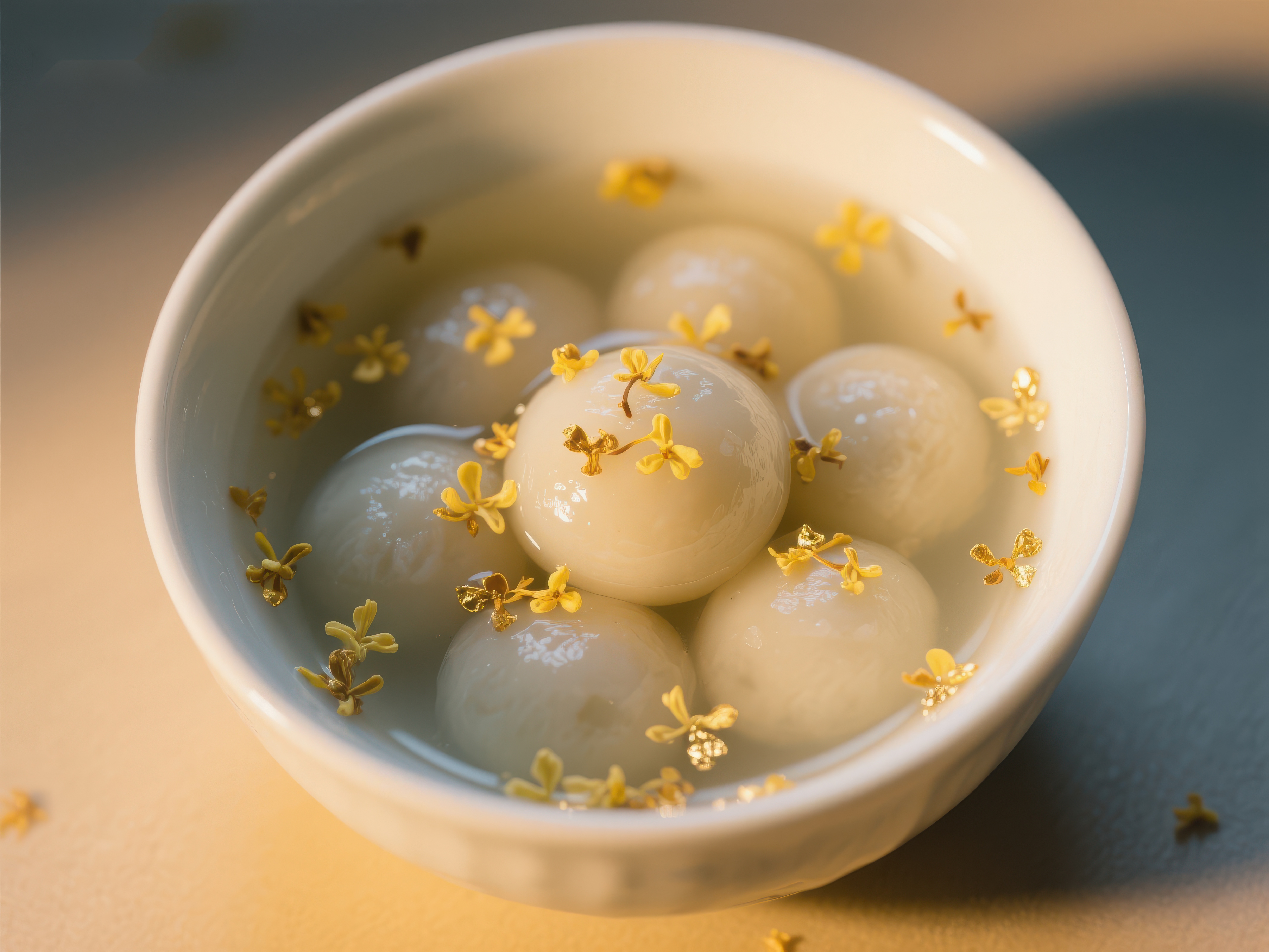 桂花点缀的汤圆温暖甜蜜素材
