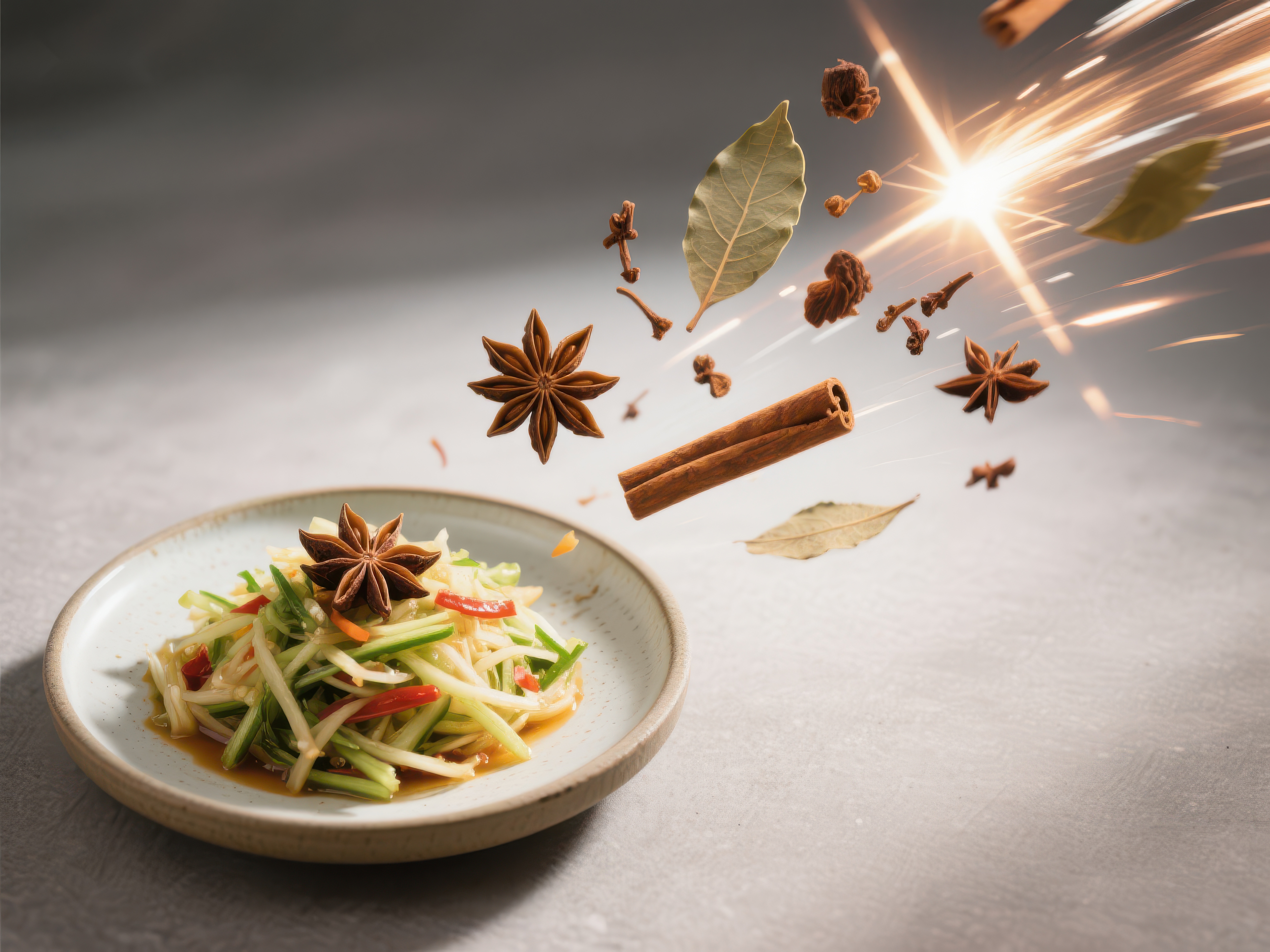 香料飞舞的美食瞬间素材