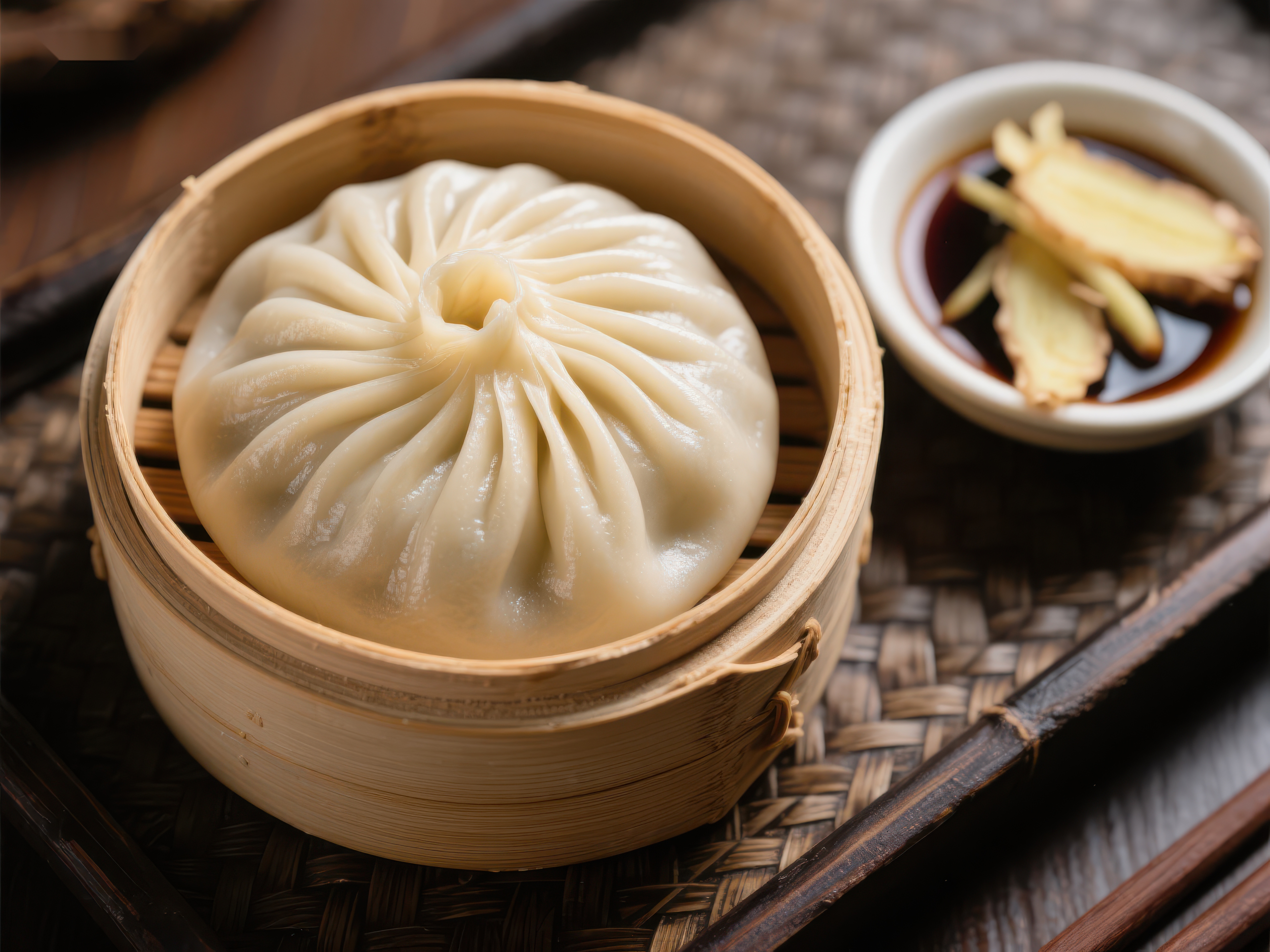 蒸笼中的美味小笼包素材