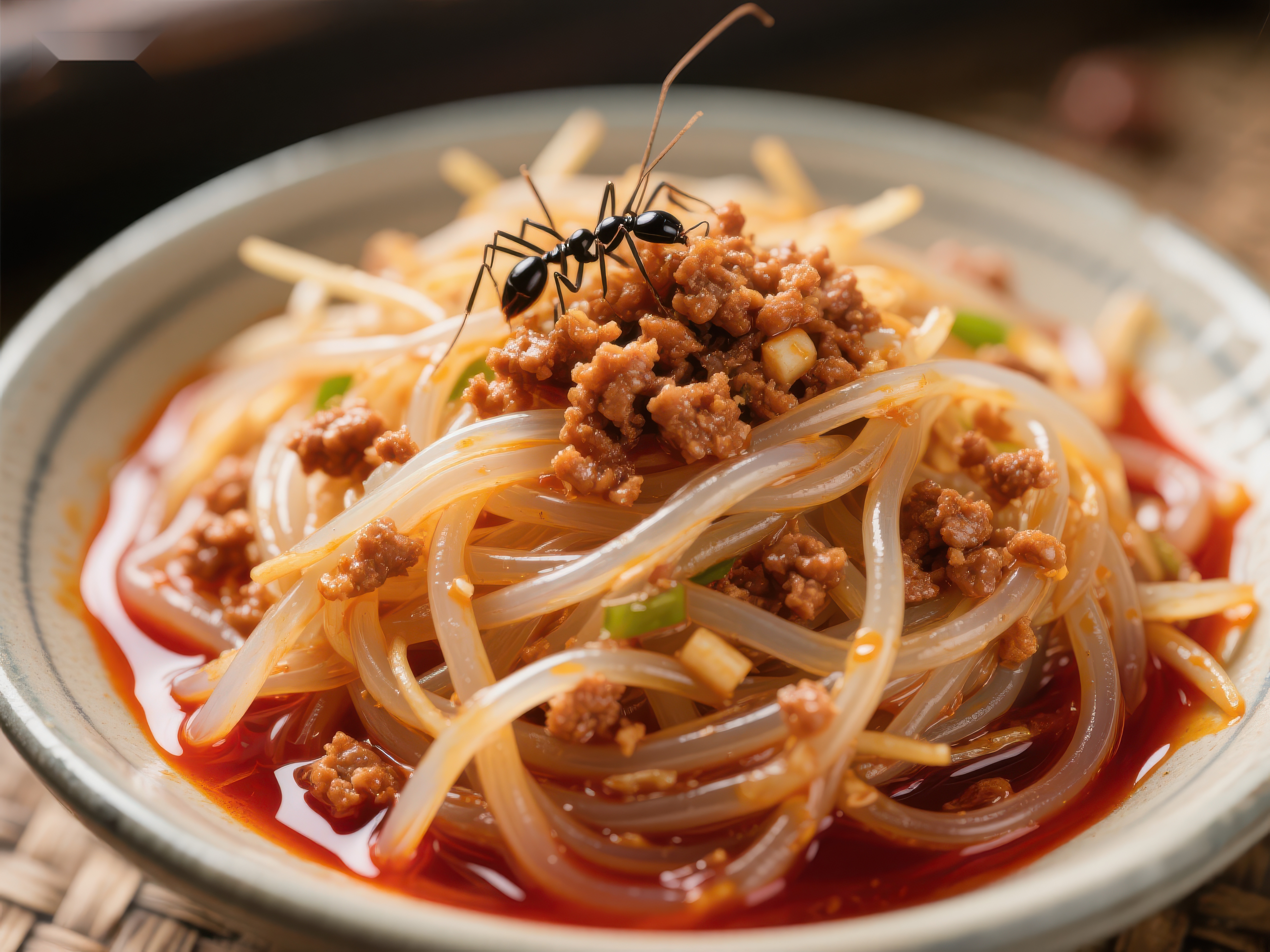 蚂蚁上树粉丝肉末红油美食素材