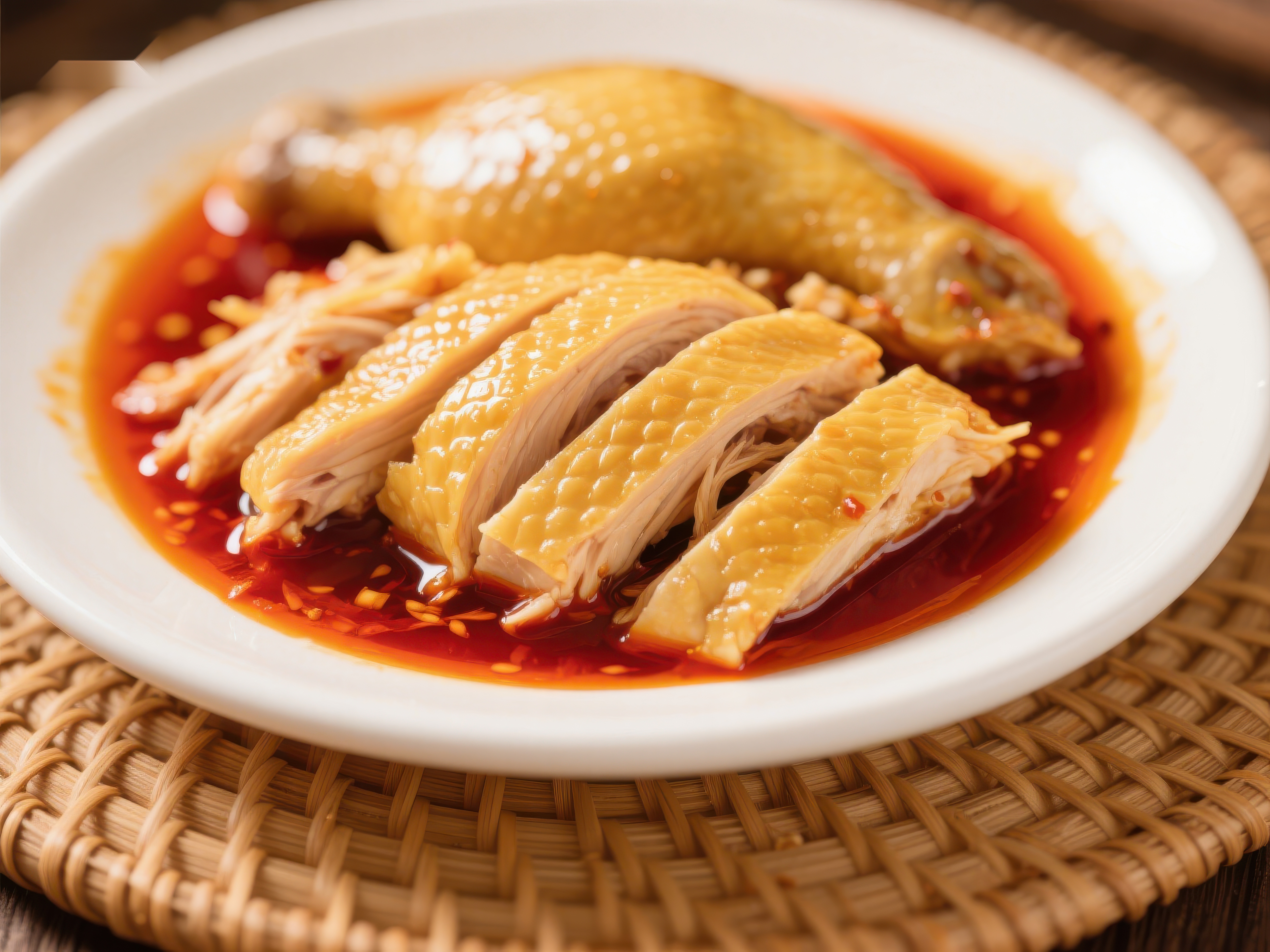 红油浸润的美味鸡肉素材