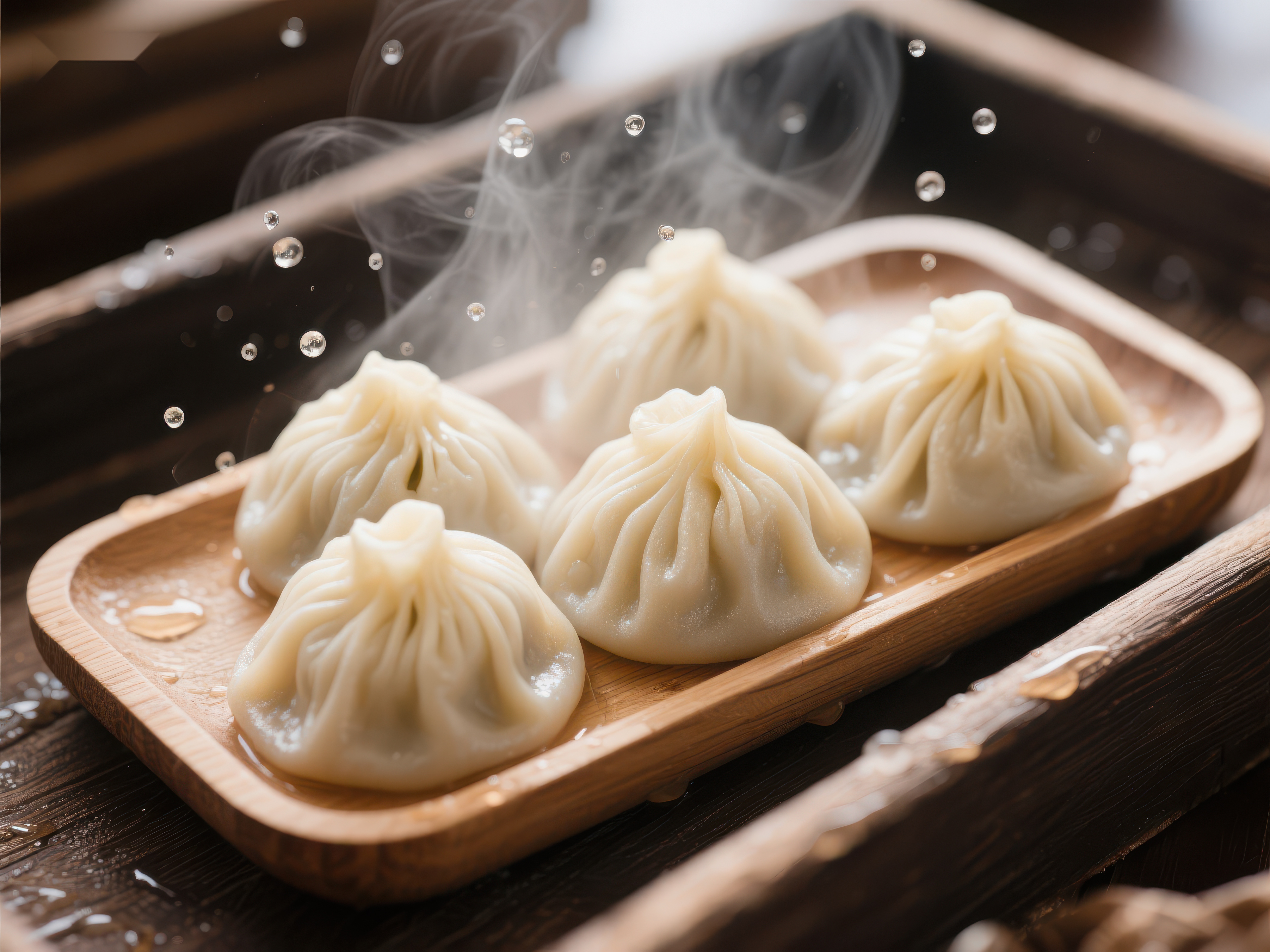热气腾腾的小笼包素材