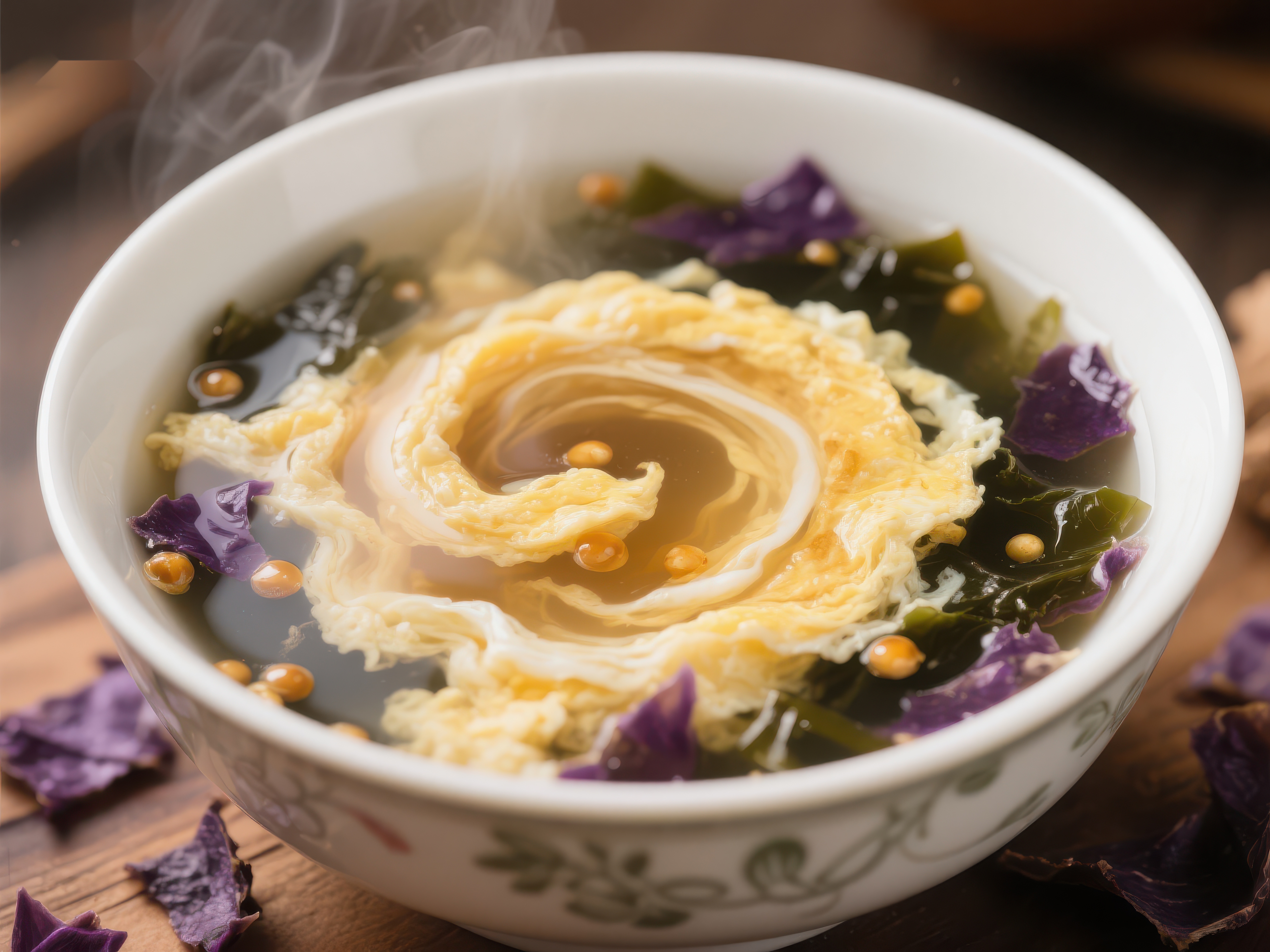 紫菜蛋花汤热气腾腾素材