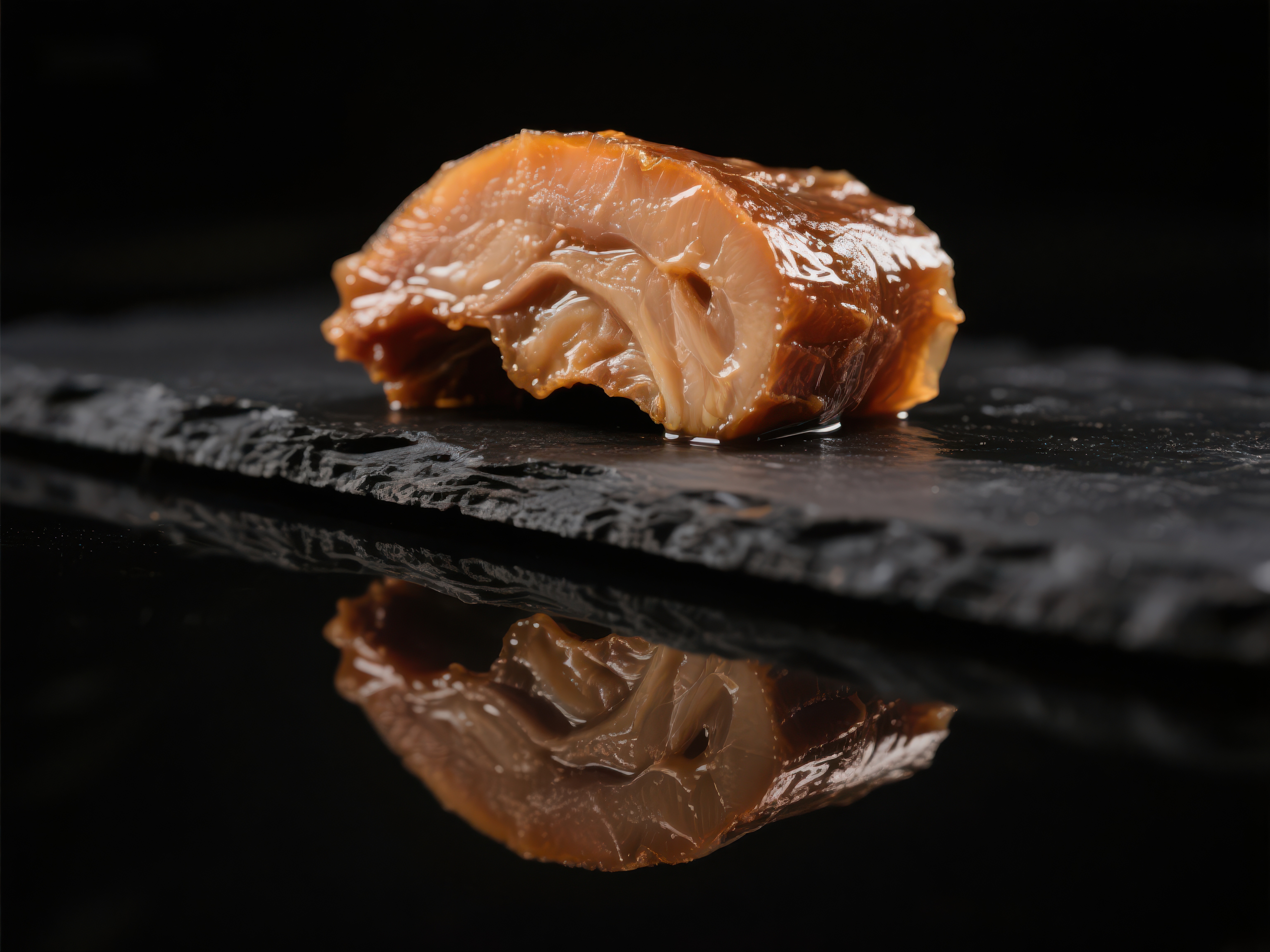 酱香肉块静置黑色石板素材