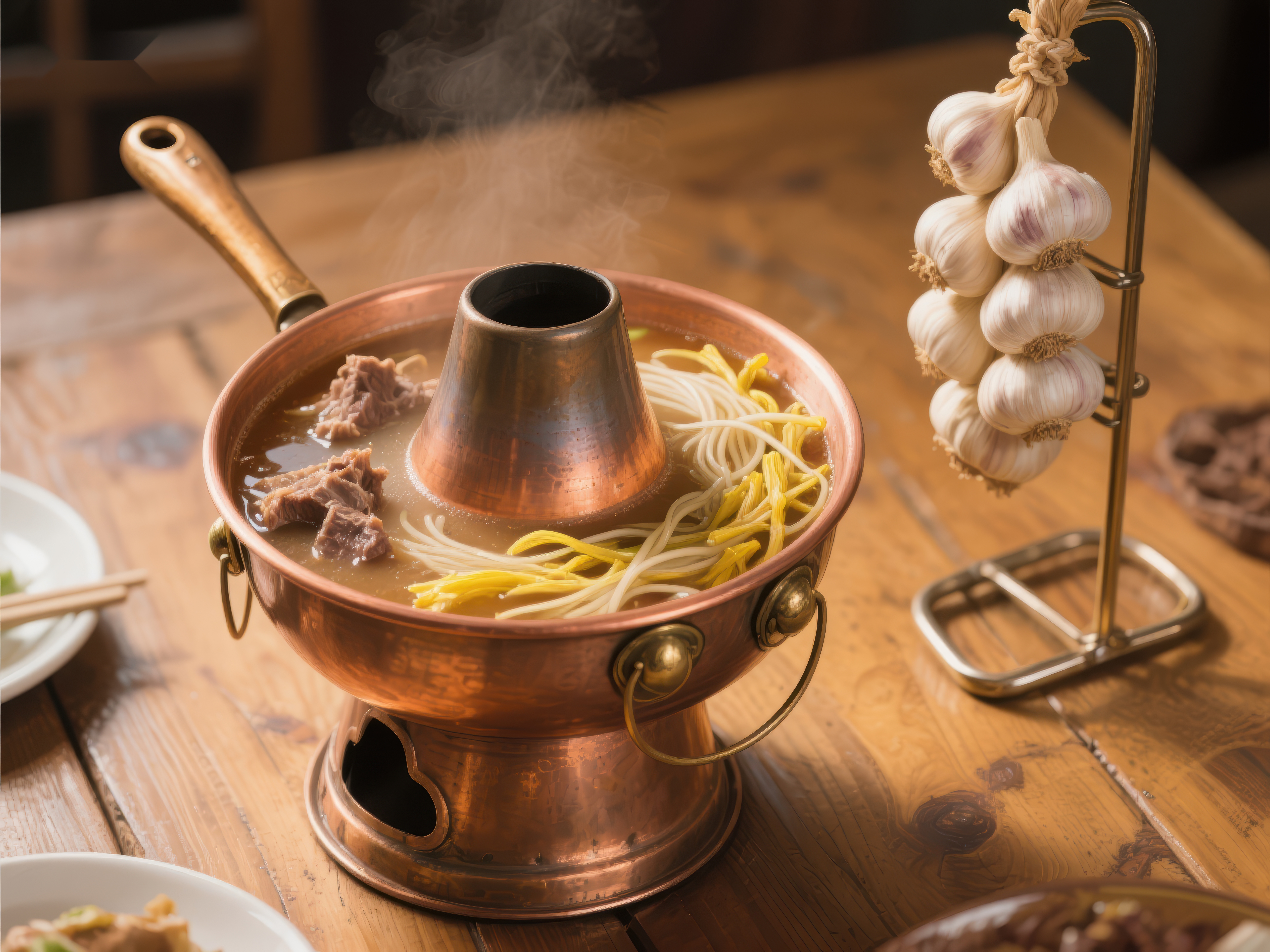 铜锅涮肉热气腾腾素材