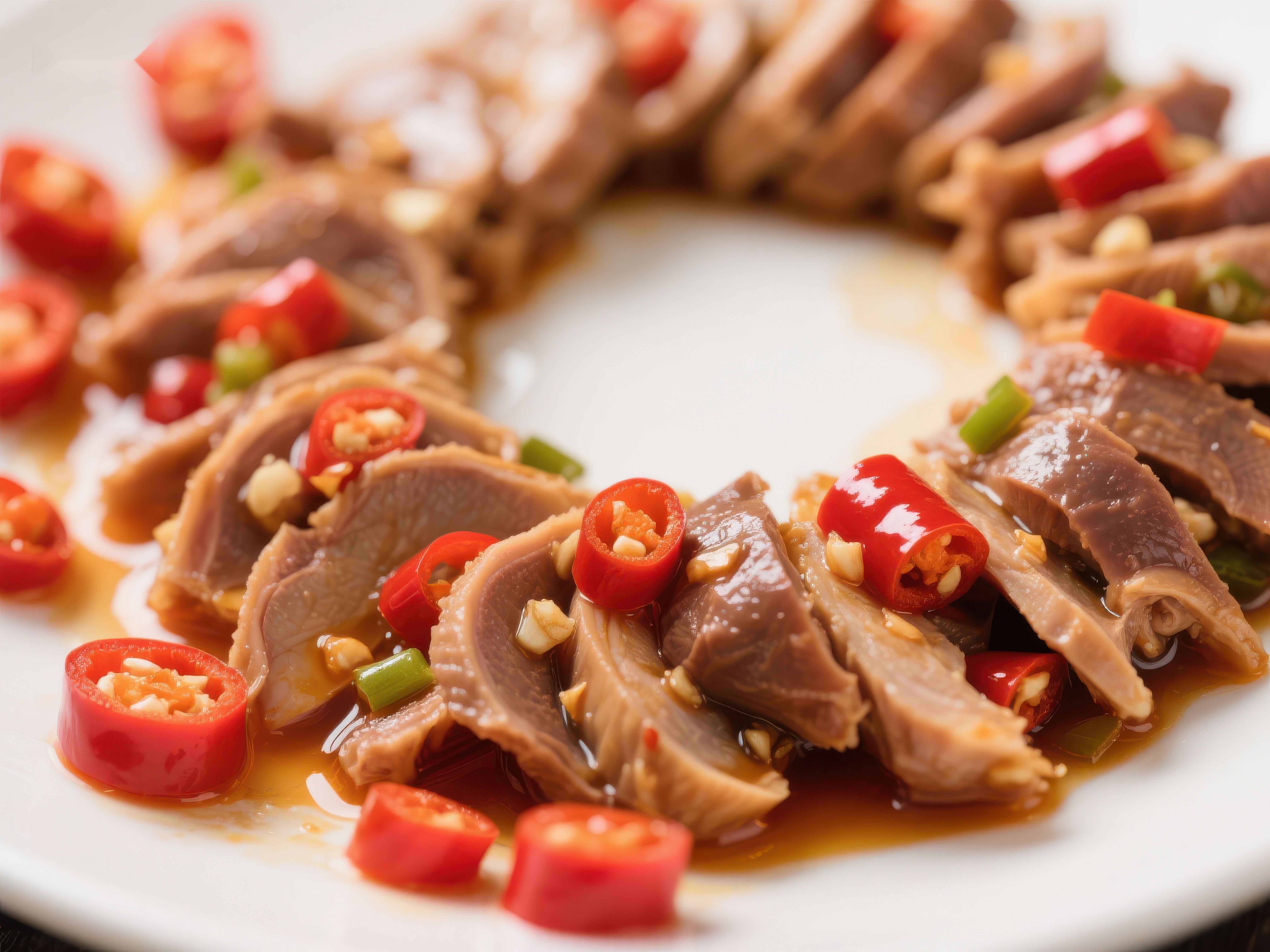 麻辣鸡胗摆盘红椒点缀素材