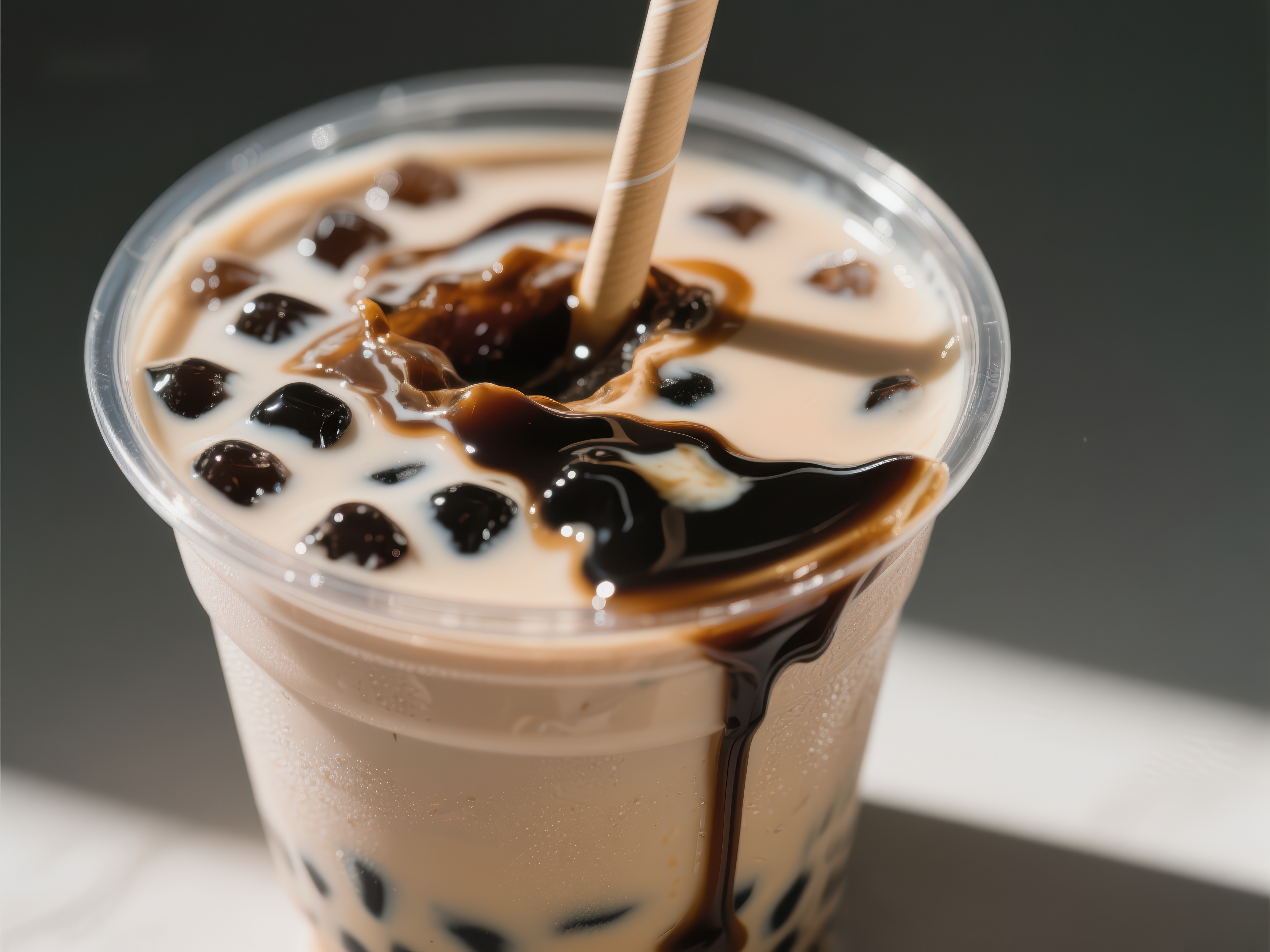 珍珠奶茶特写浓郁奶香与黑糖风味素材