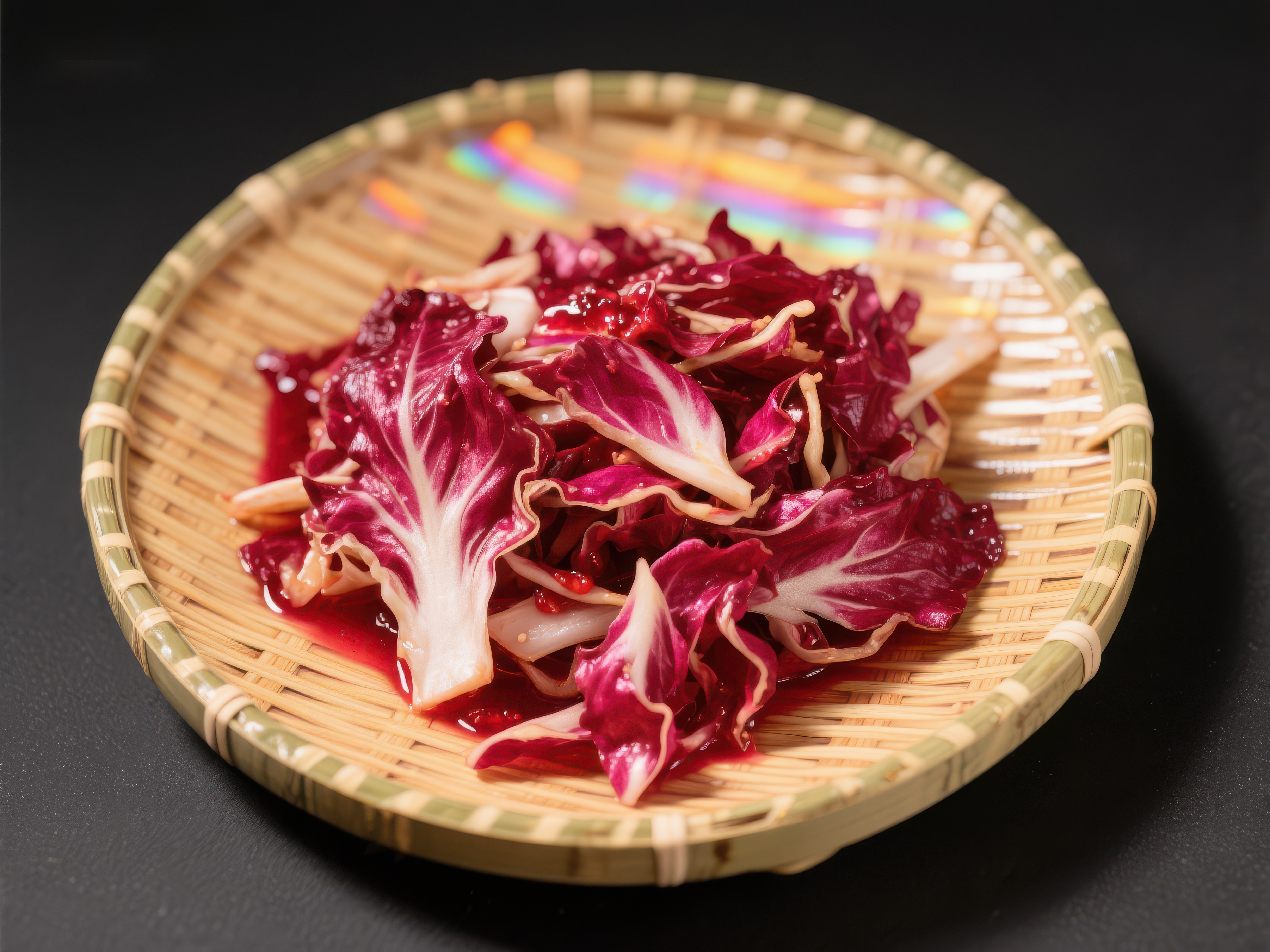 竹盘上的红色生菜素材