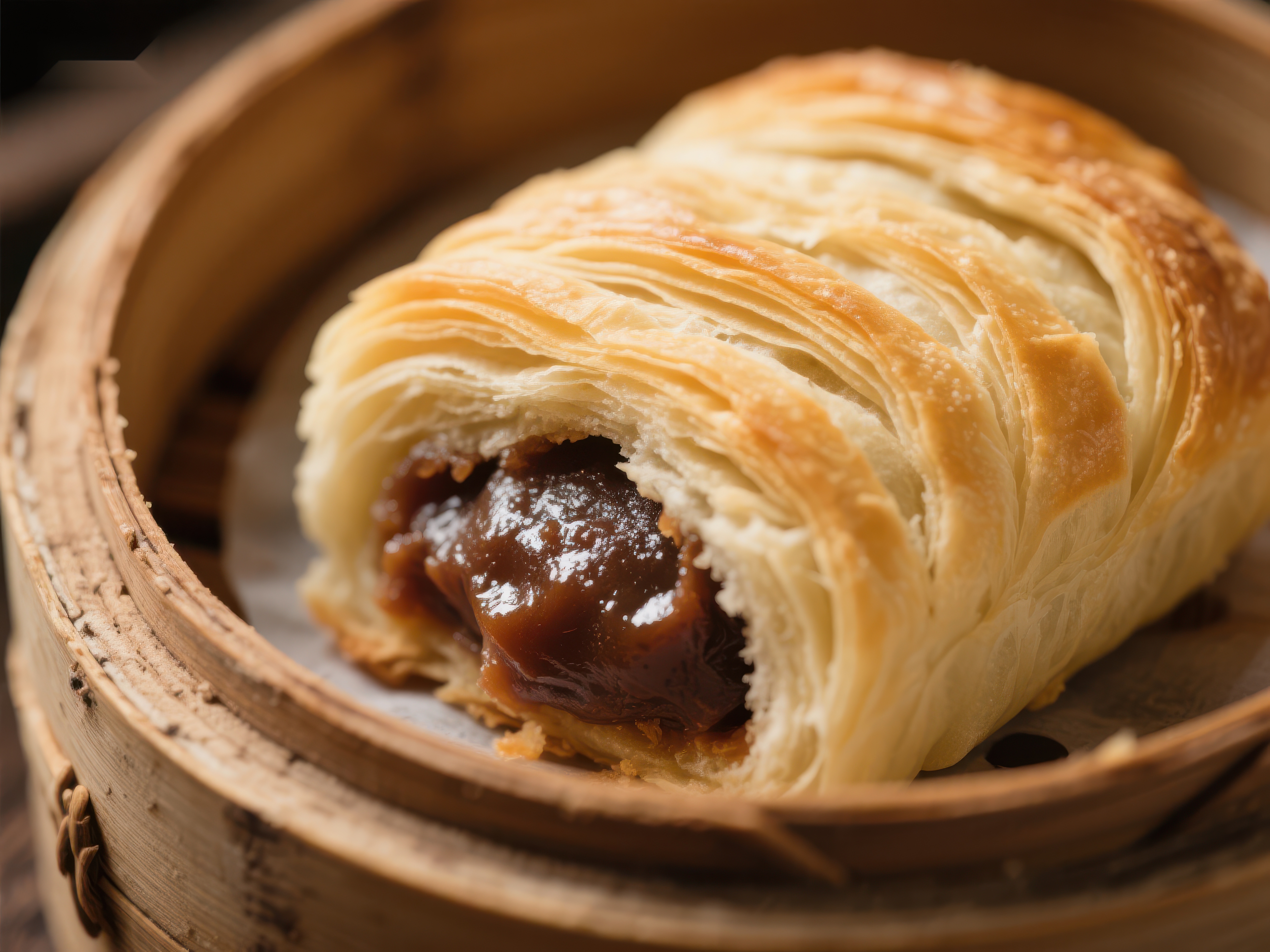 金黄酥皮包裹浓郁馅料的点心素材