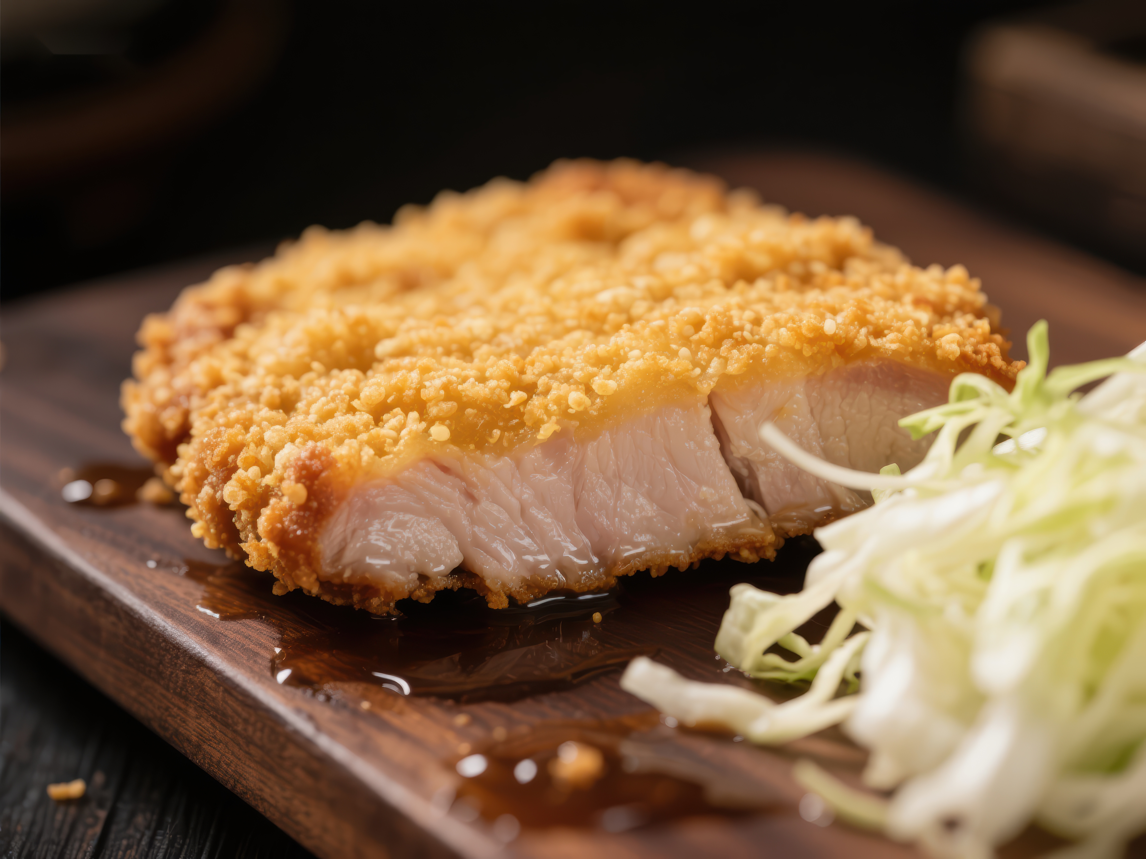 酥脆炸猪排配卷心菜素材