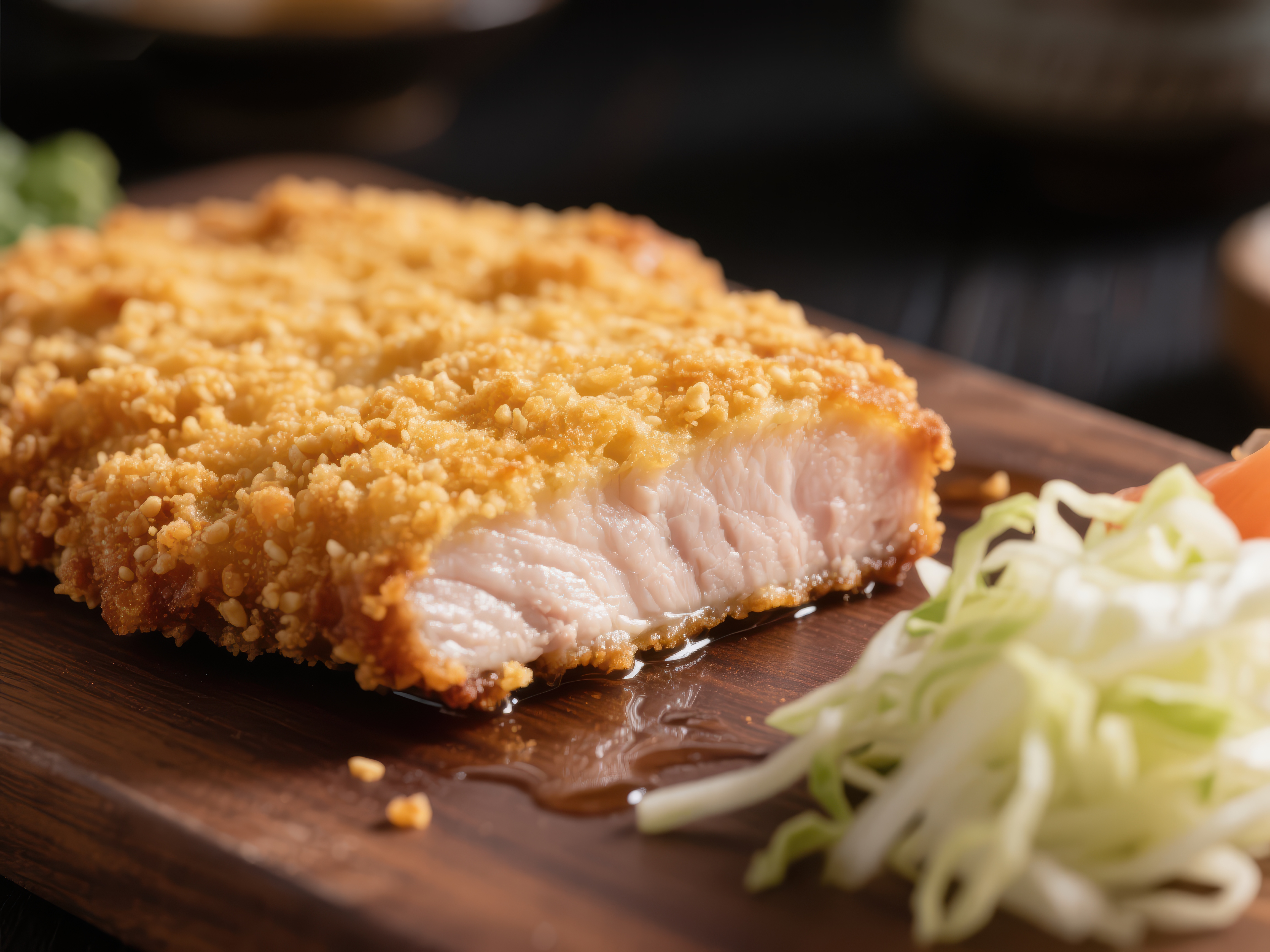 酥脆猪排配生菜沙拉素材