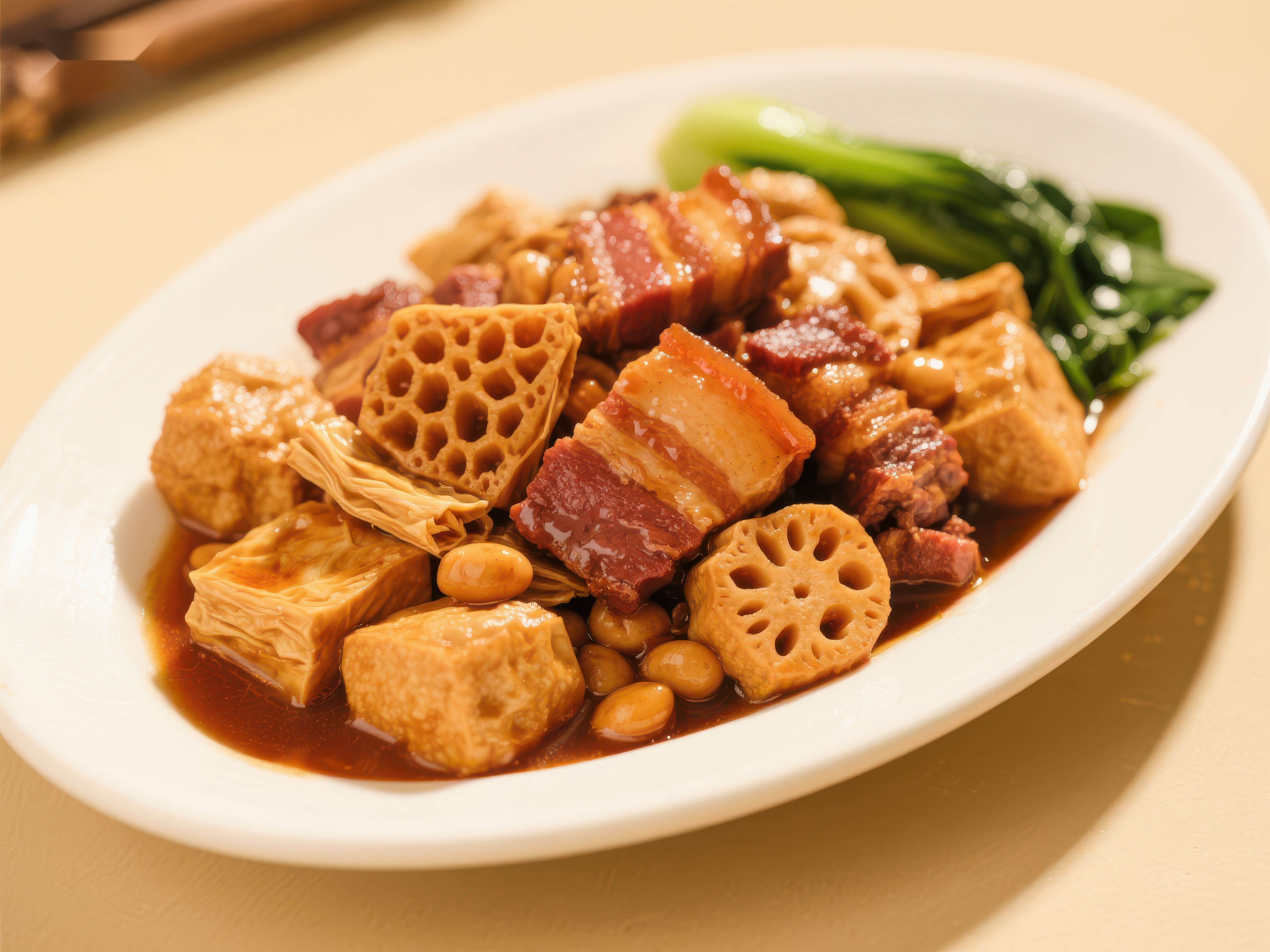 莲藕五花肉炖豆腐素材