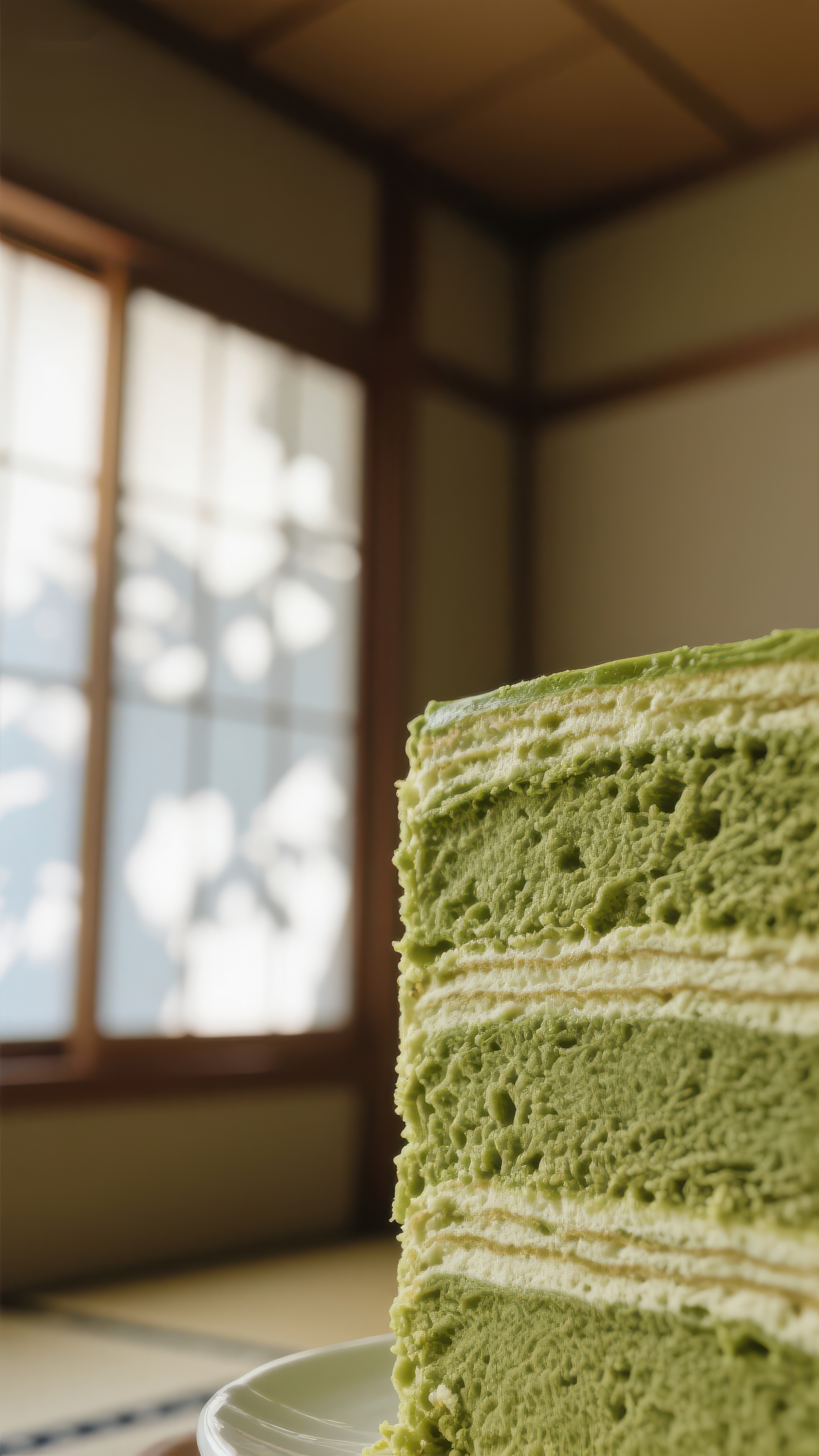 抹茶千层蛋糕特写素材