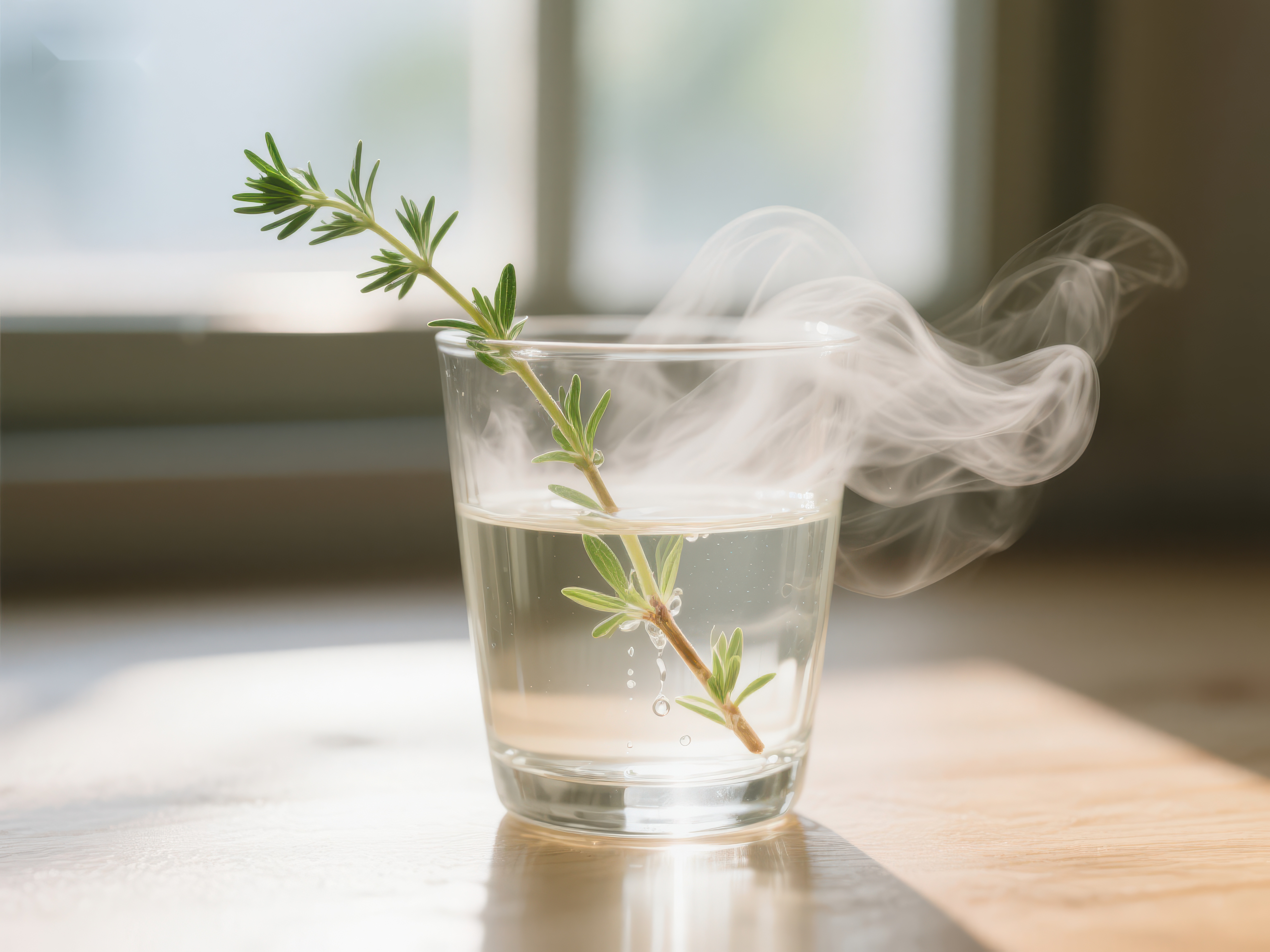 热气腾腾的草本茶素材