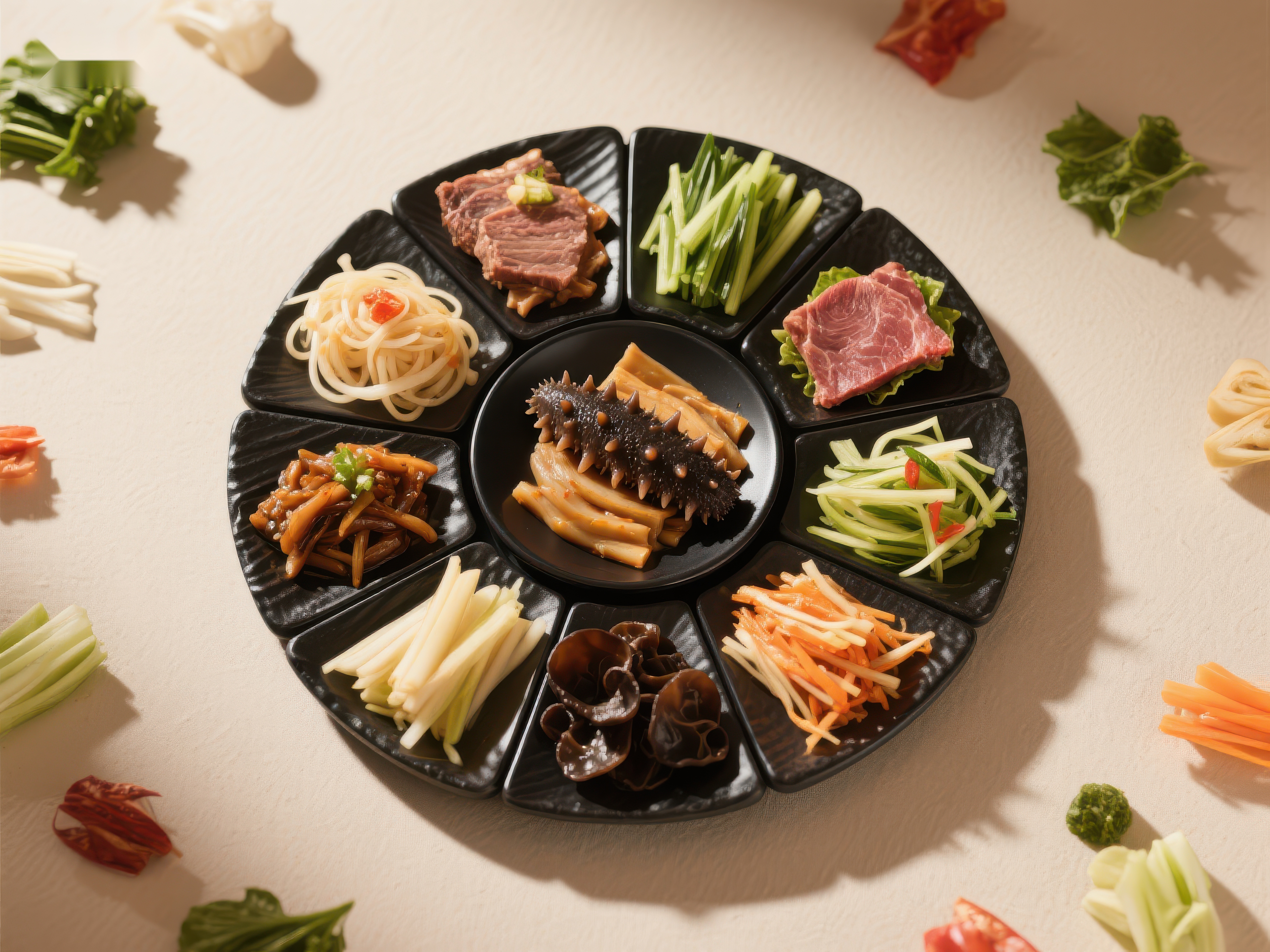 精致拼盘多样食材与色彩的完美结合素材