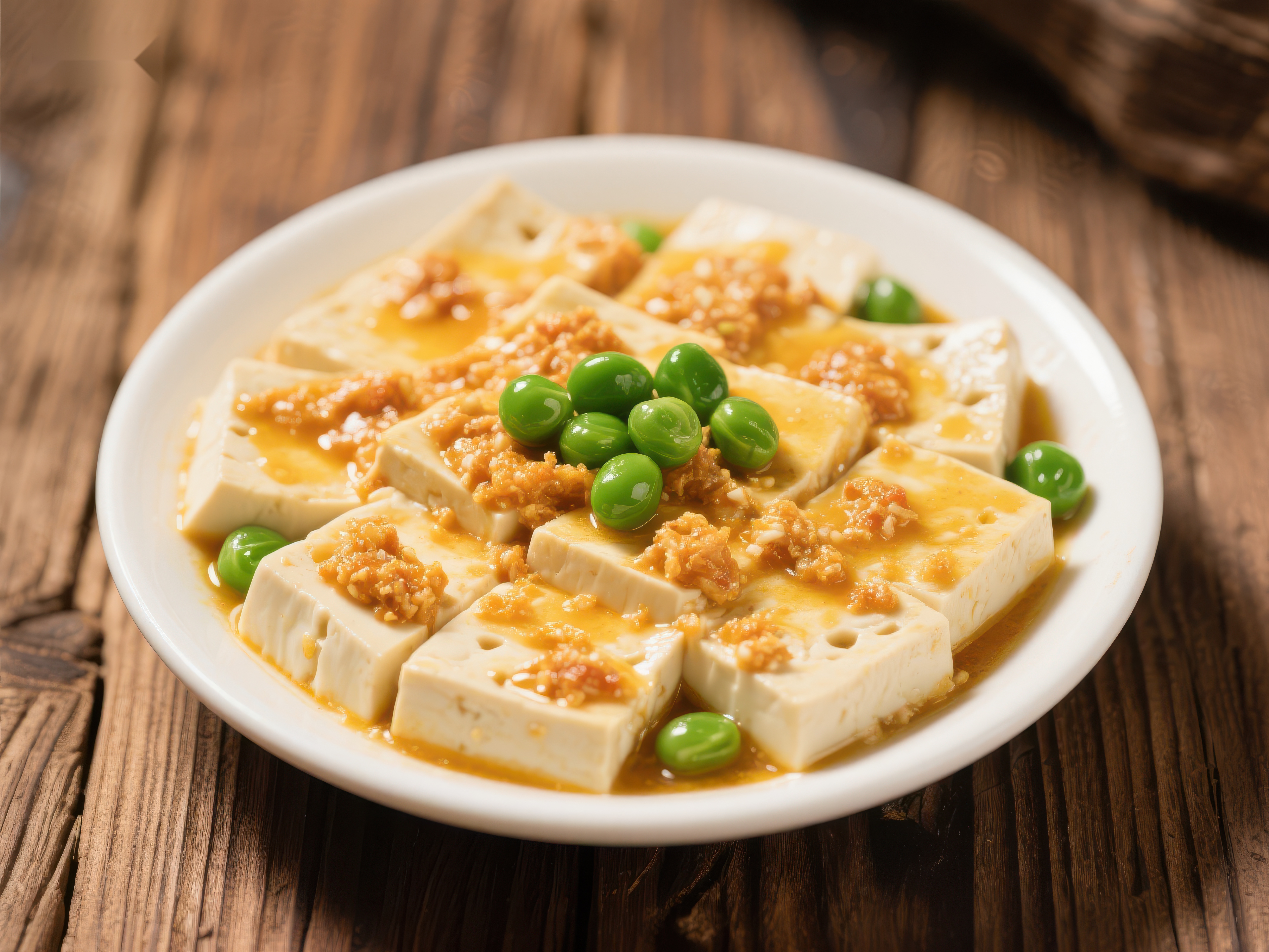 金蒜青豆豆腐美食素材