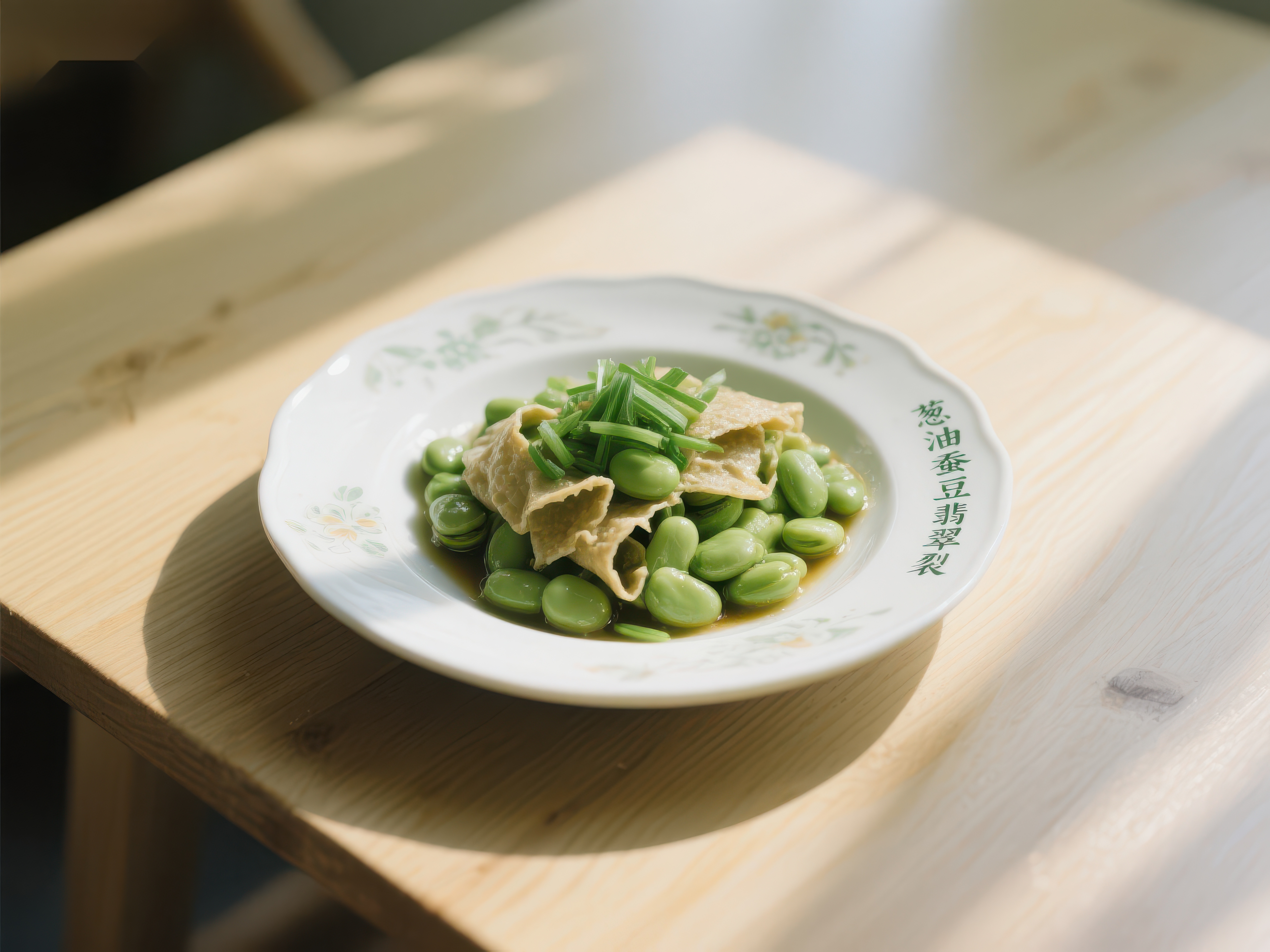 清炒毛豆配豆腐皮简约美食素材