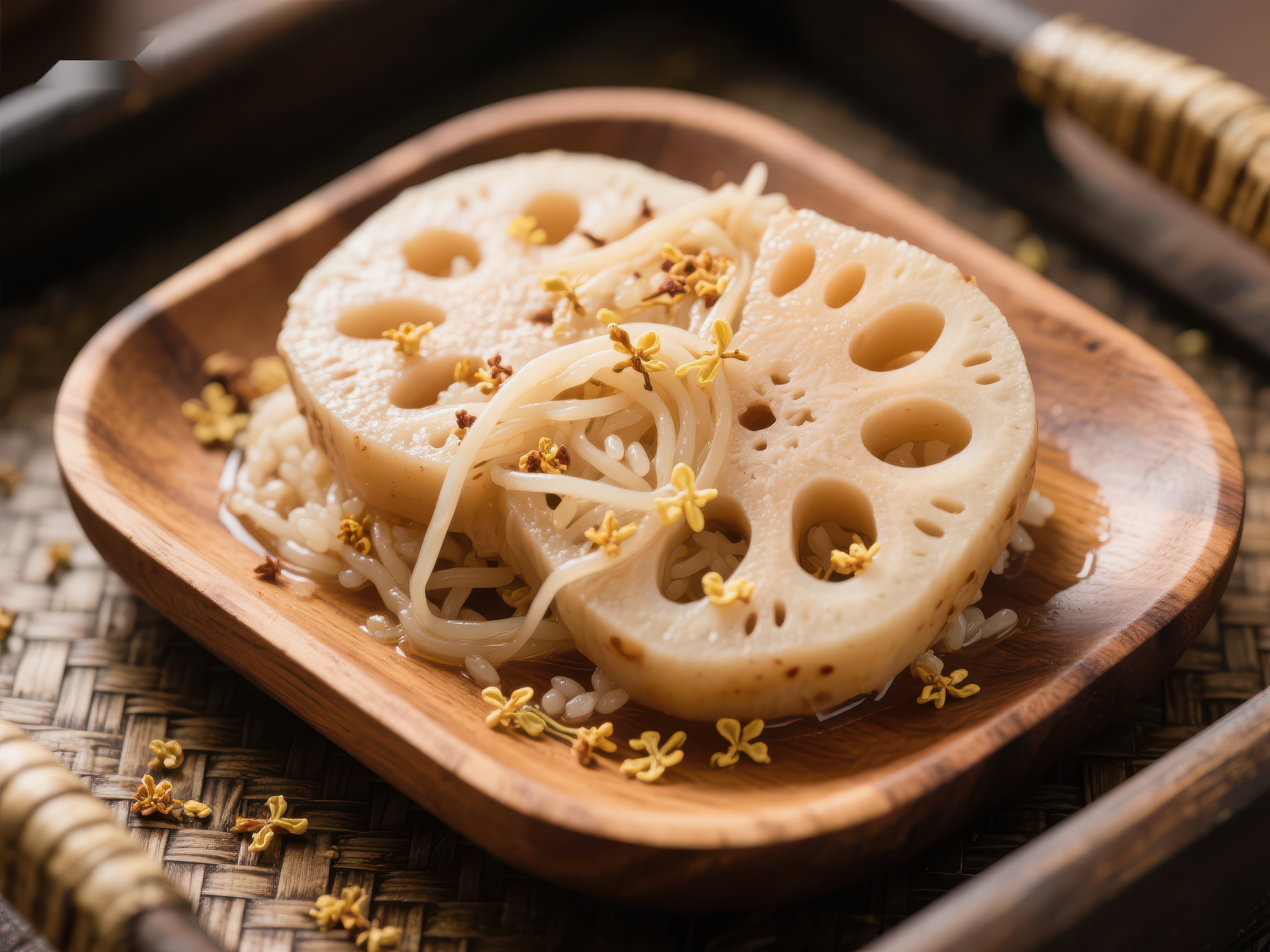莲藕切片配豆芽清新美味素材