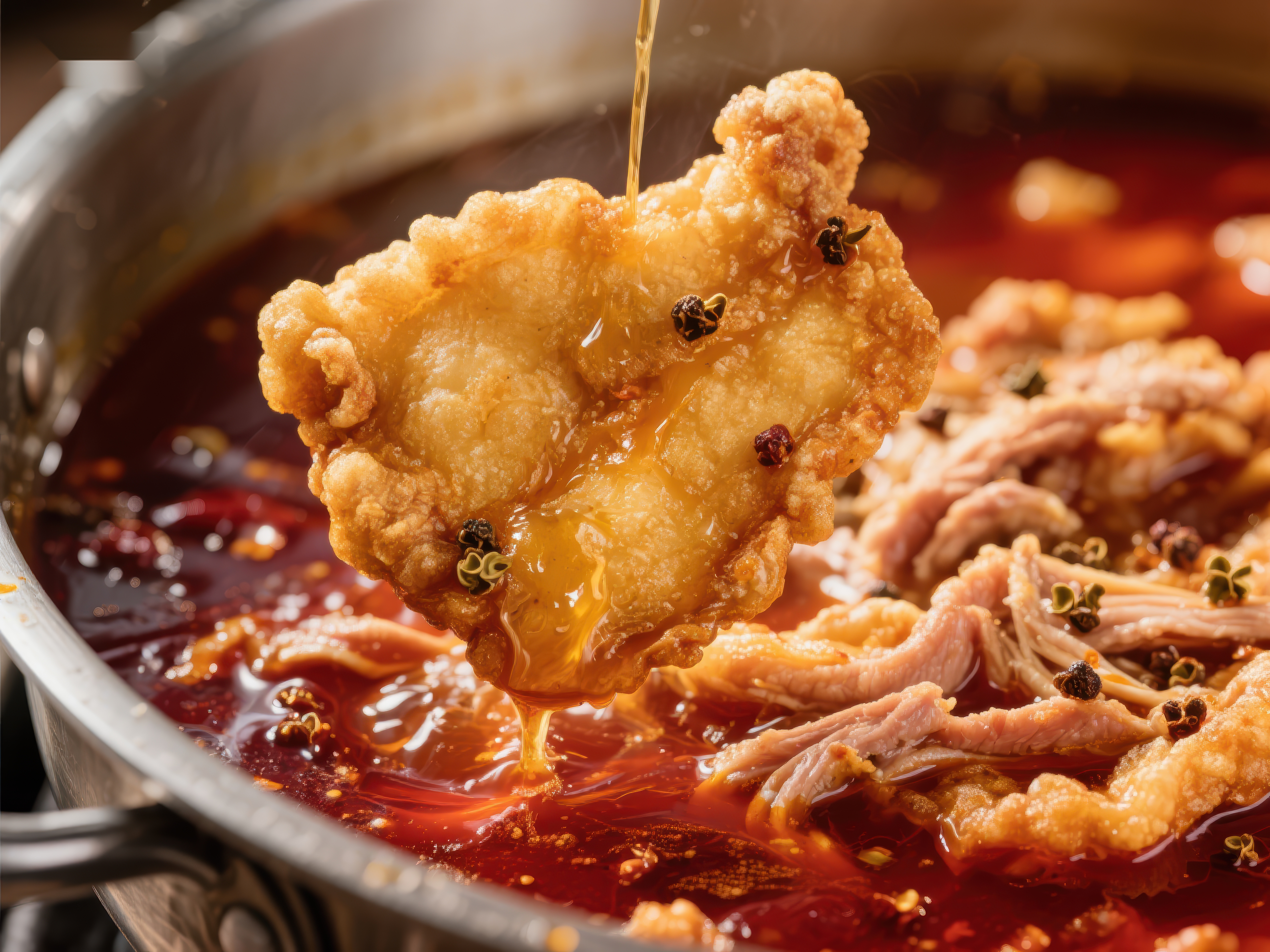 麻辣火锅中的金黄酥肉素材