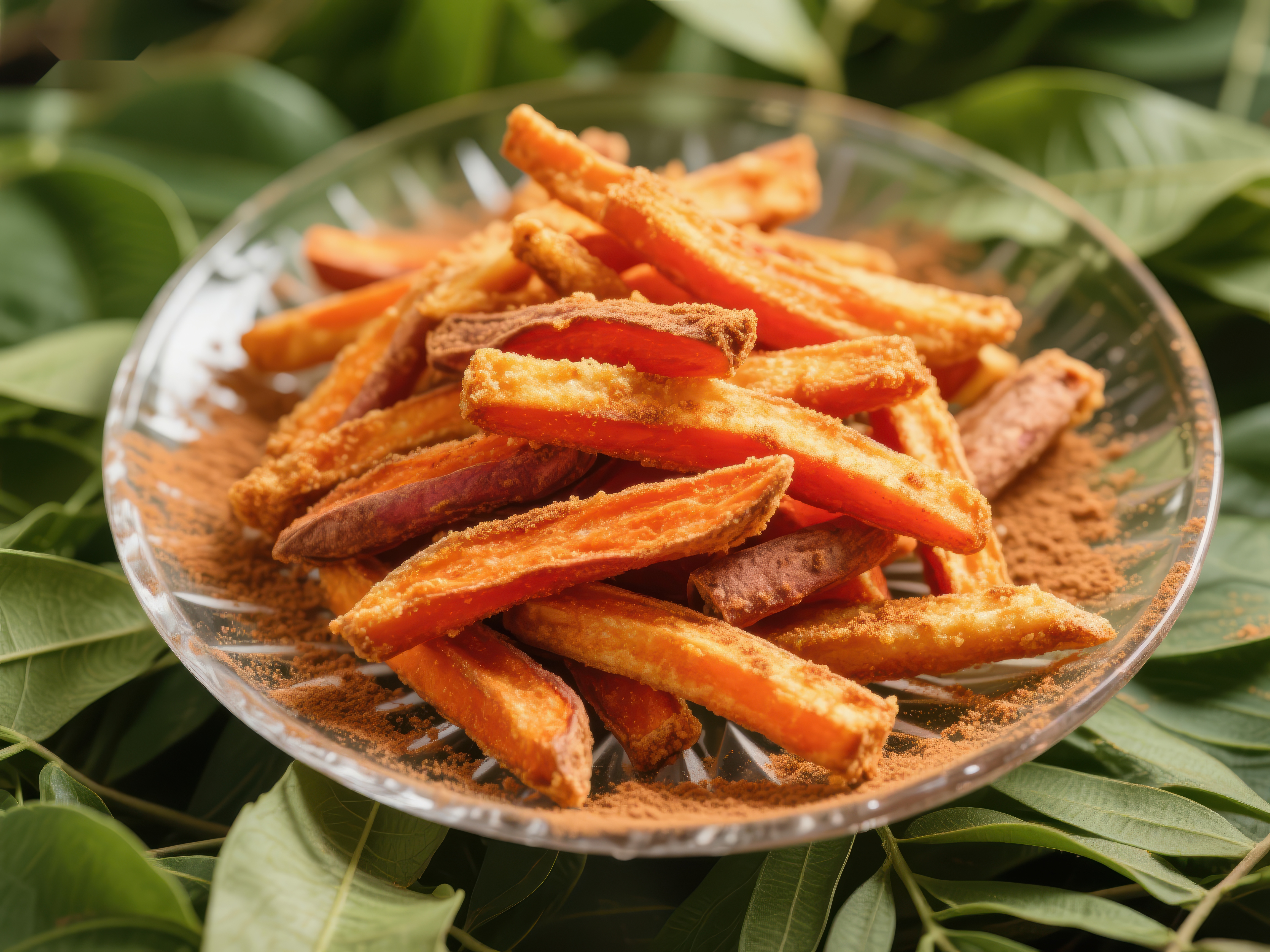 香脆红薯条撒上辣椒粉素材